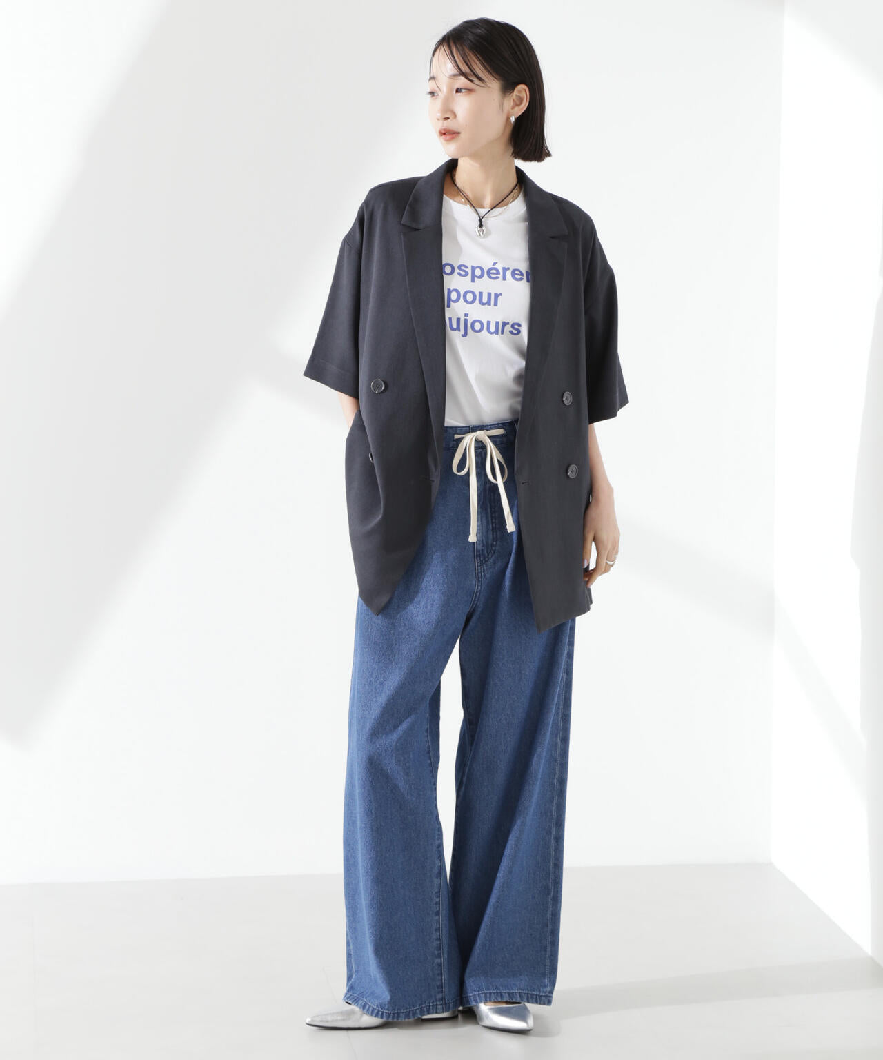 クリスピーツイルショートスリーブジャケット(セットアップ可)