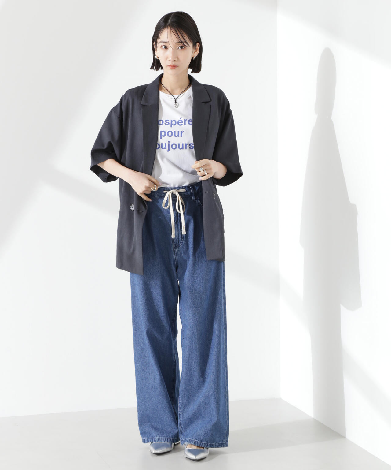 クリスピーツイルショートスリーブジャケット(セットアップ可)