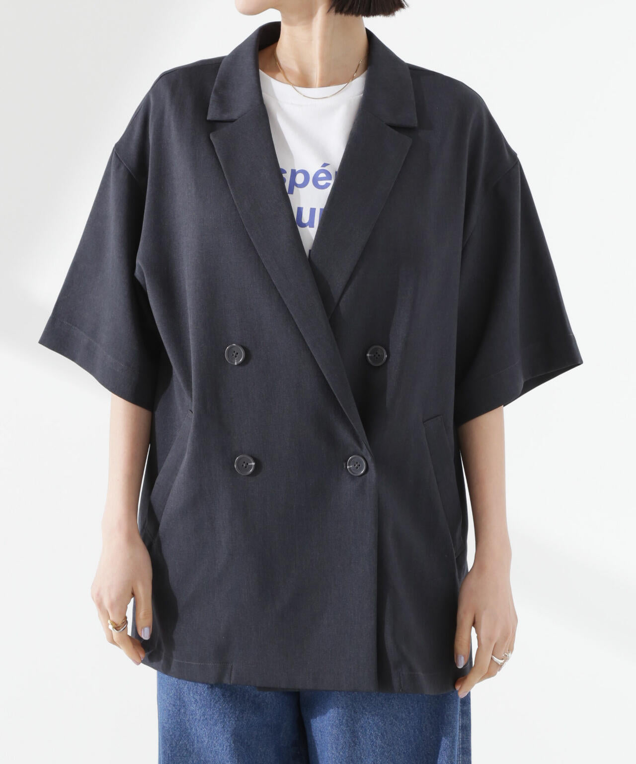 クリスピーツイルショートスリーブジャケット(セットアップ可)