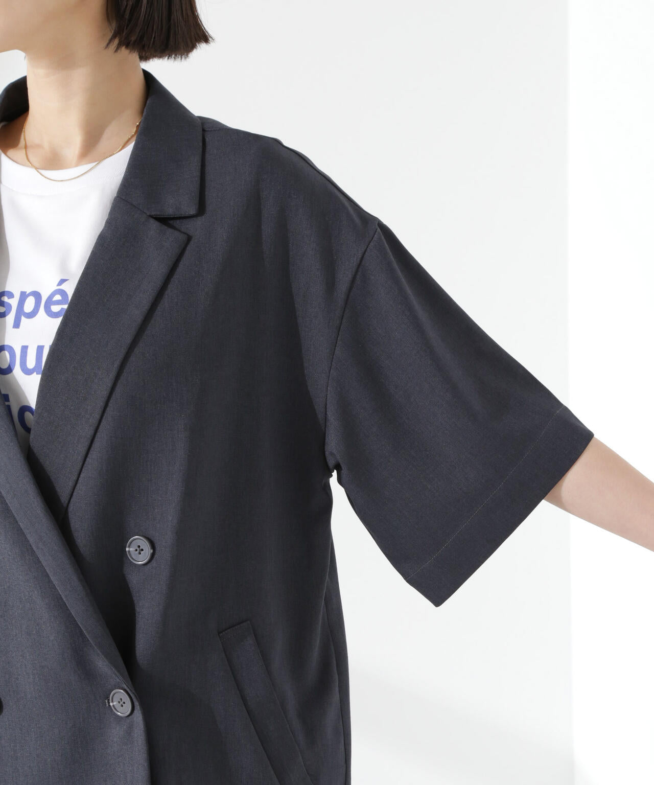 クリスピーツイルショートスリーブジャケット(セットアップ可)