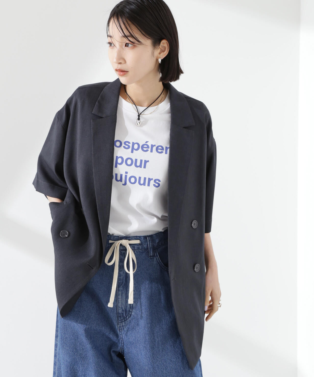 クリスピーツイルショートスリーブジャケット(セットアップ可)