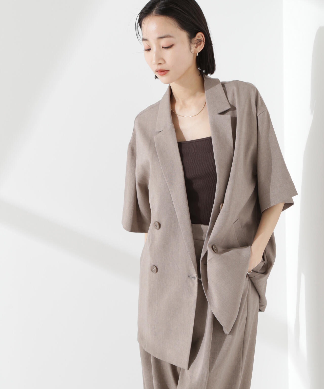 クリスピーツイルショートスリーブジャケット(セットアップ可)