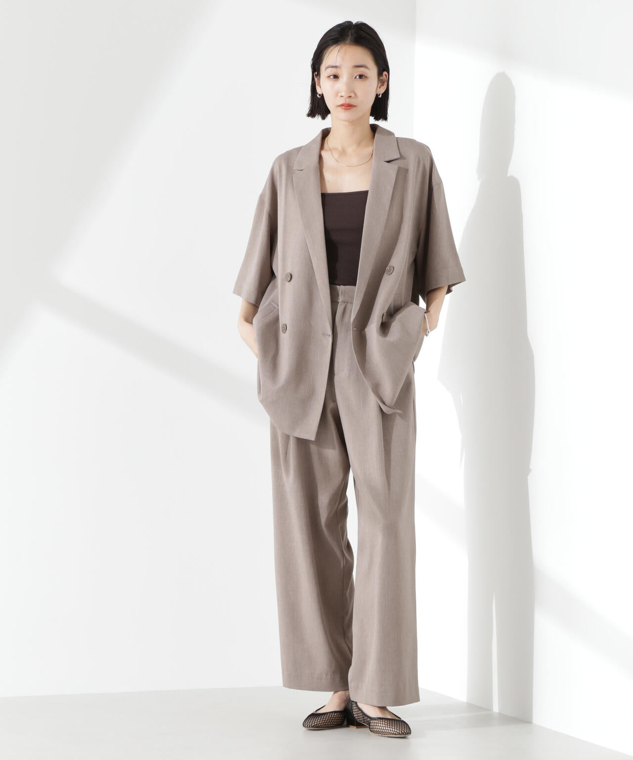 クリスピーツイルショートスリーブジャケット(セットアップ可)