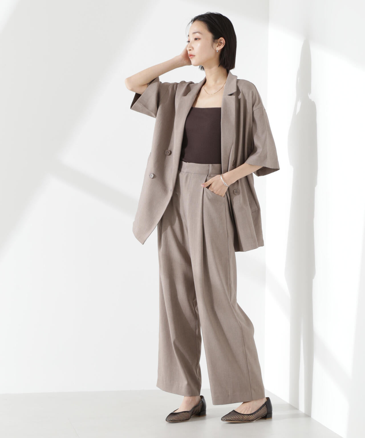 クリスピーツイルショートスリーブジャケット(セットアップ可)