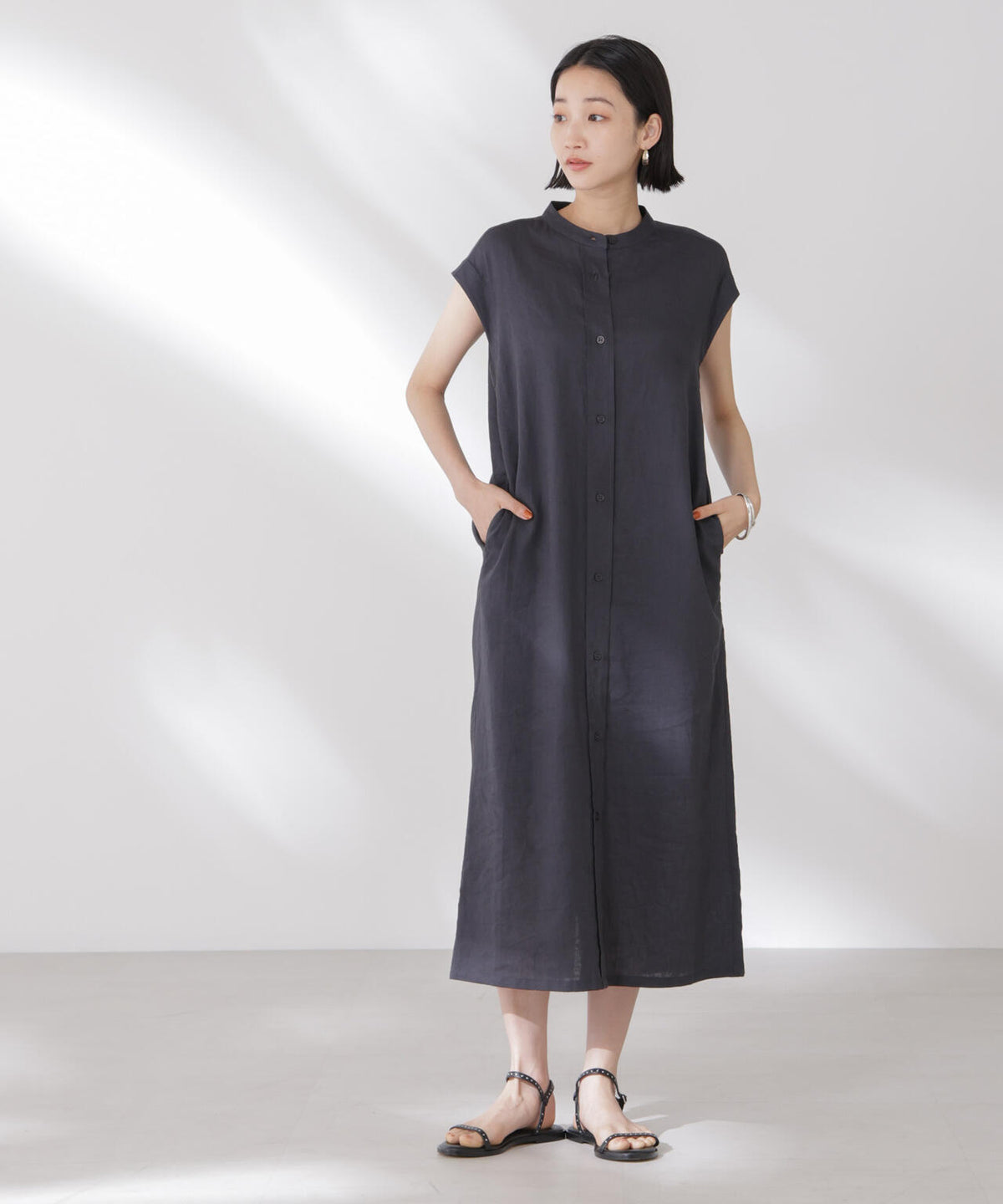 Anti Smell Linen フレンチスリーブワンピース