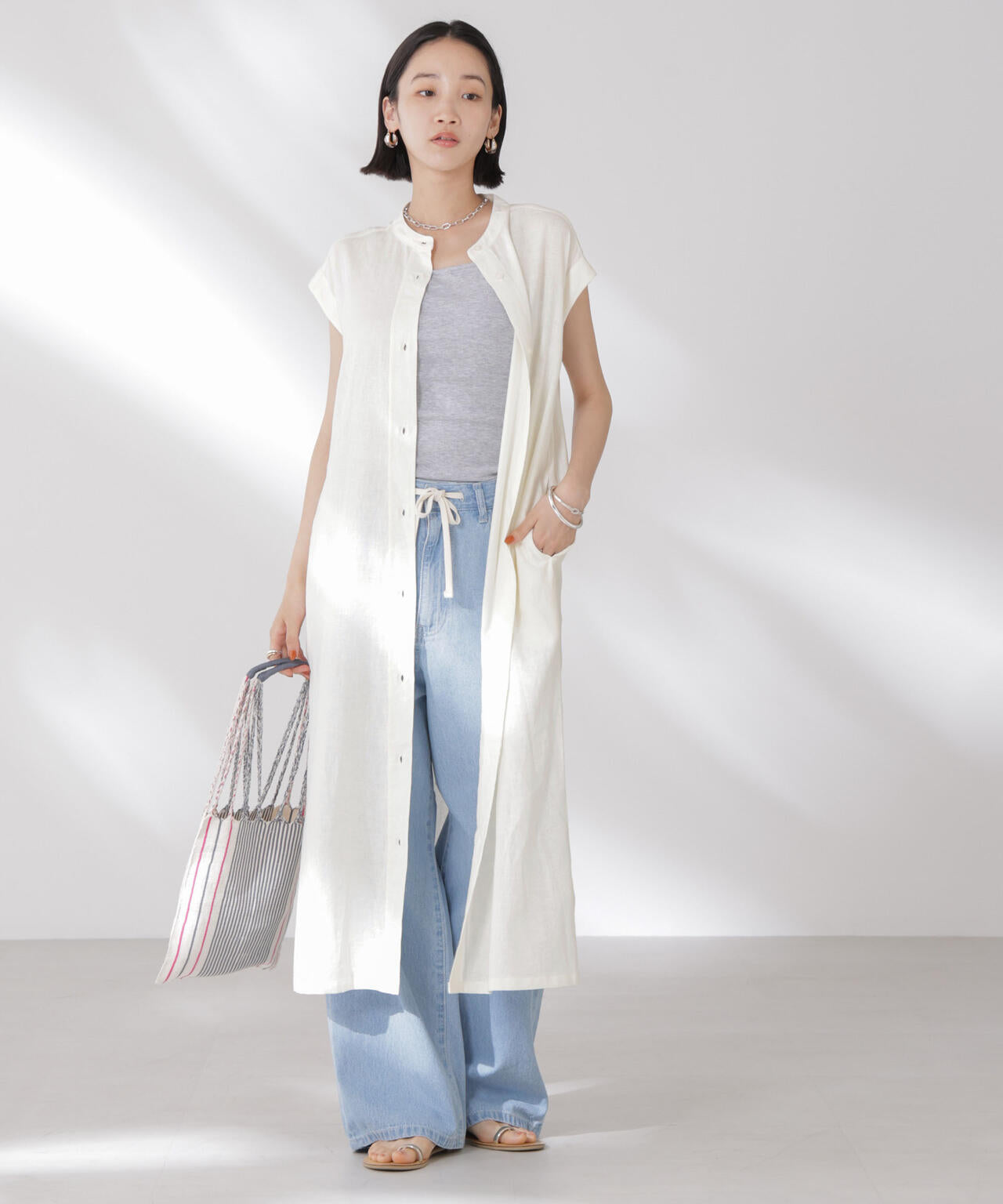 Anti Smell Linen フレンチスリーブワンピース