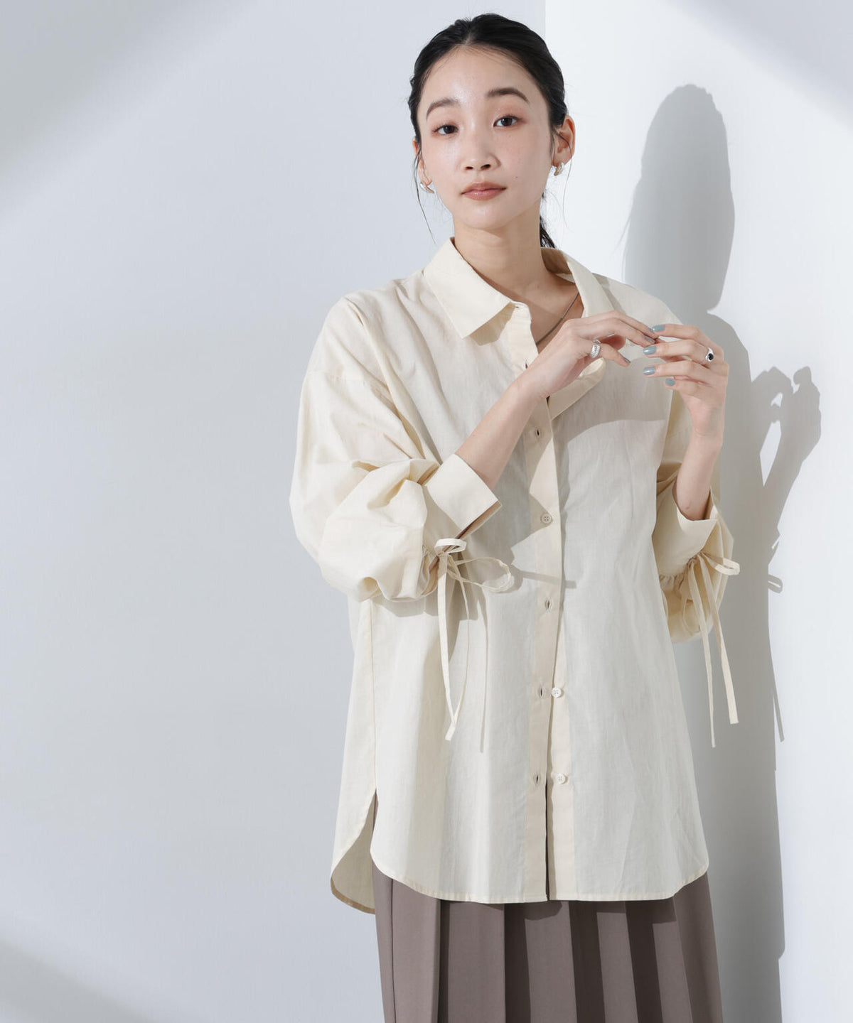 リボンスリーブシャツ