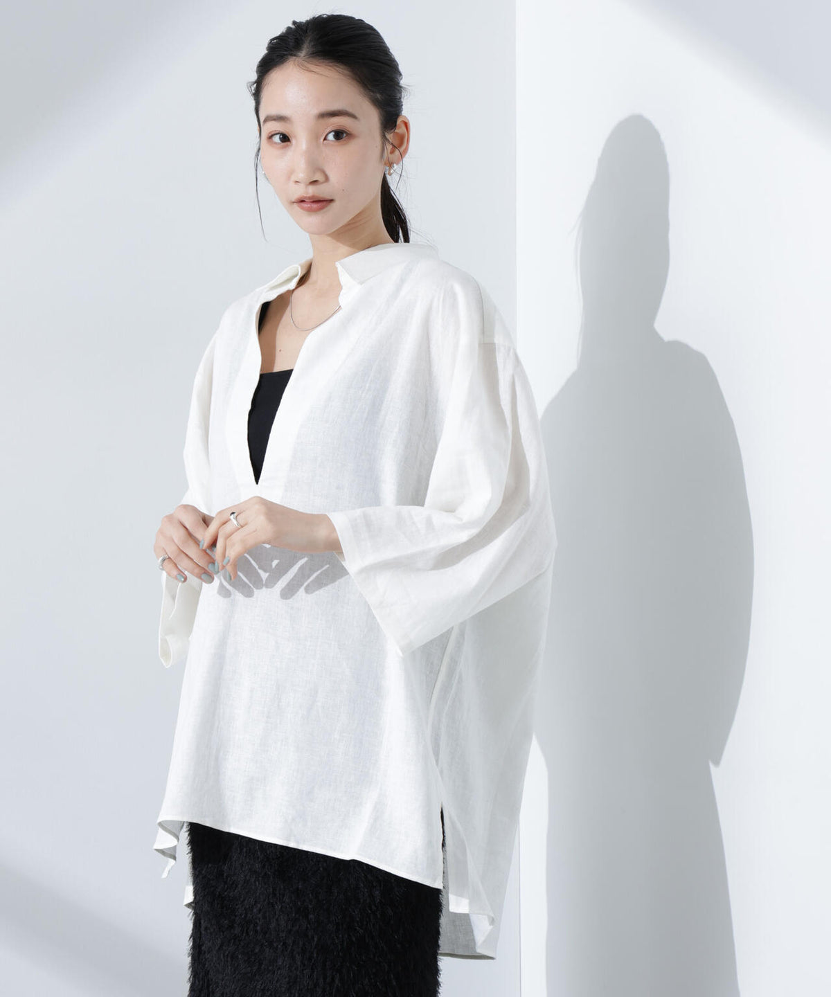 Anti Smell Linen プルオーバーVネックシャツ