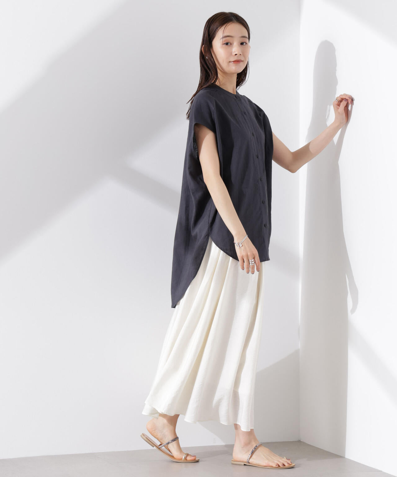 Anti Smell Linen フレンチスリーブシャツ