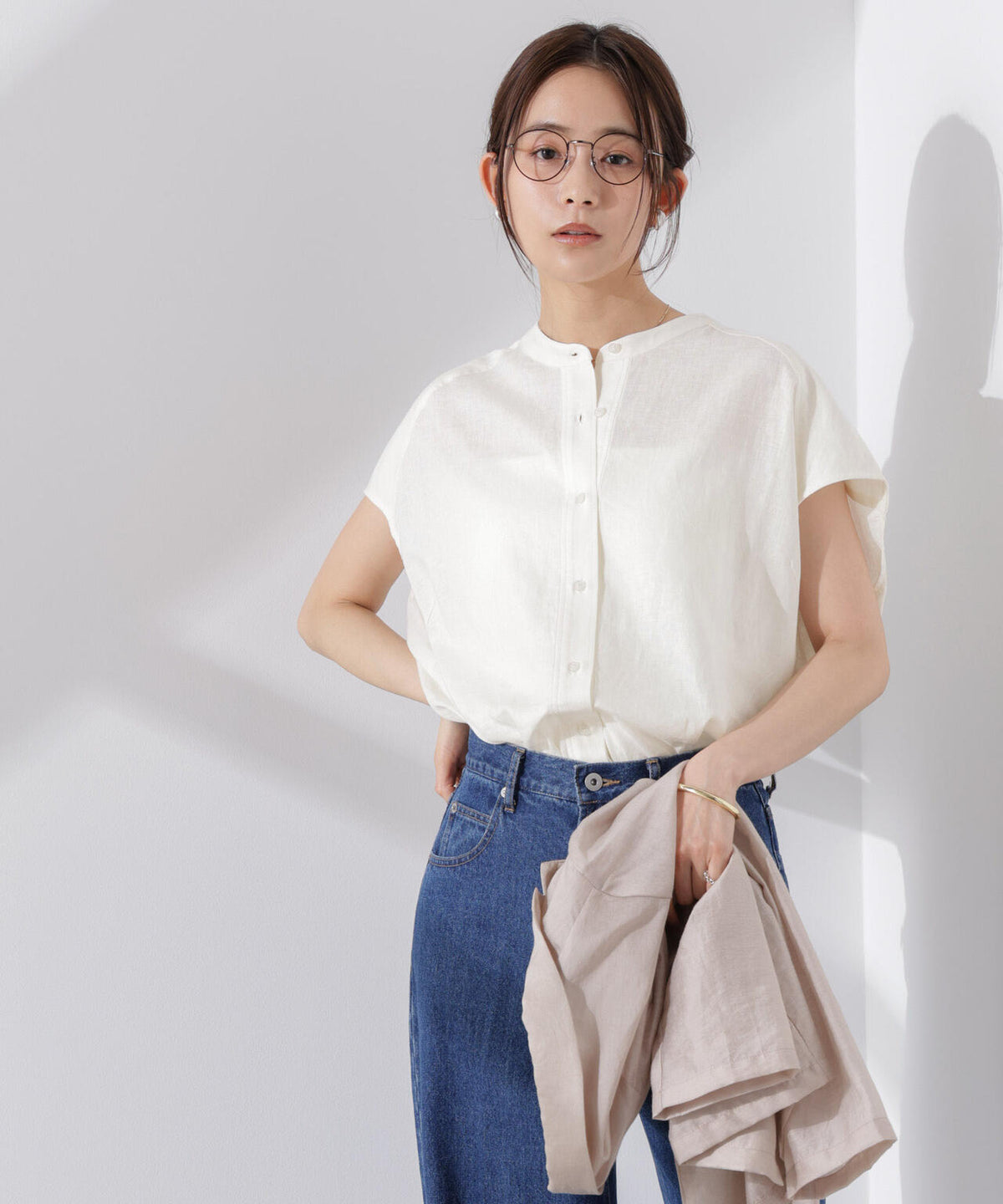Anti Smell Linen フレンチスリーブシャツ