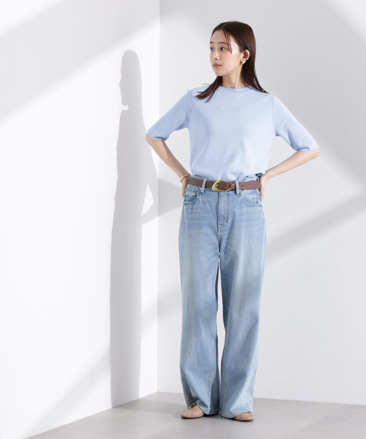 洗濯機洗い可UVカット接触冷感半袖ニット