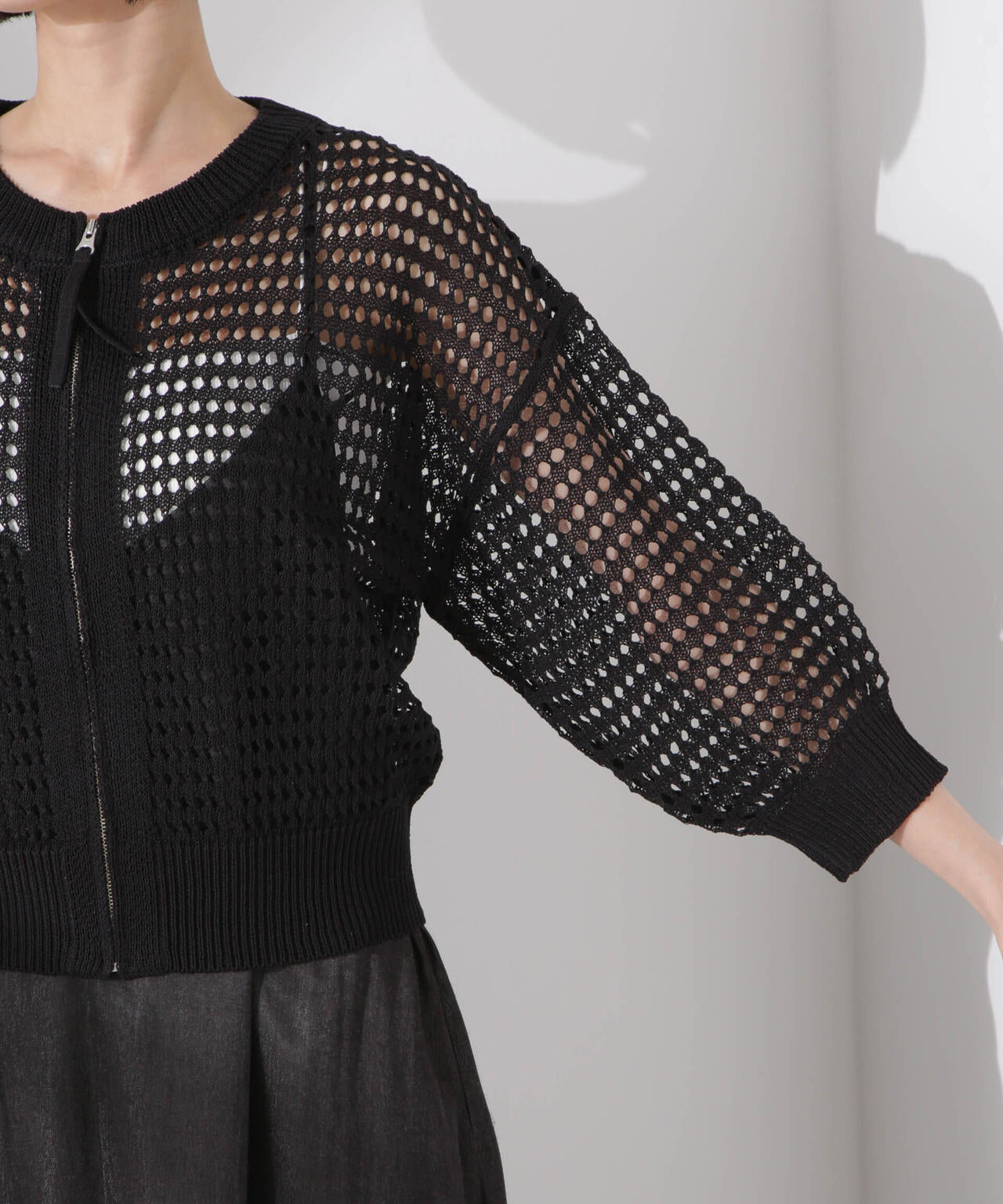 メッシュニットジップカーディガン