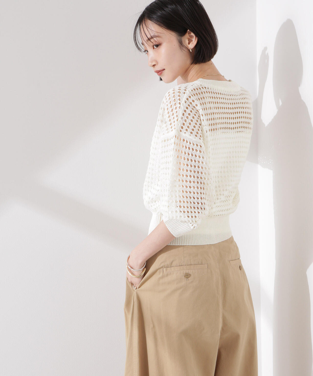 メッシュニットジップカーディガン