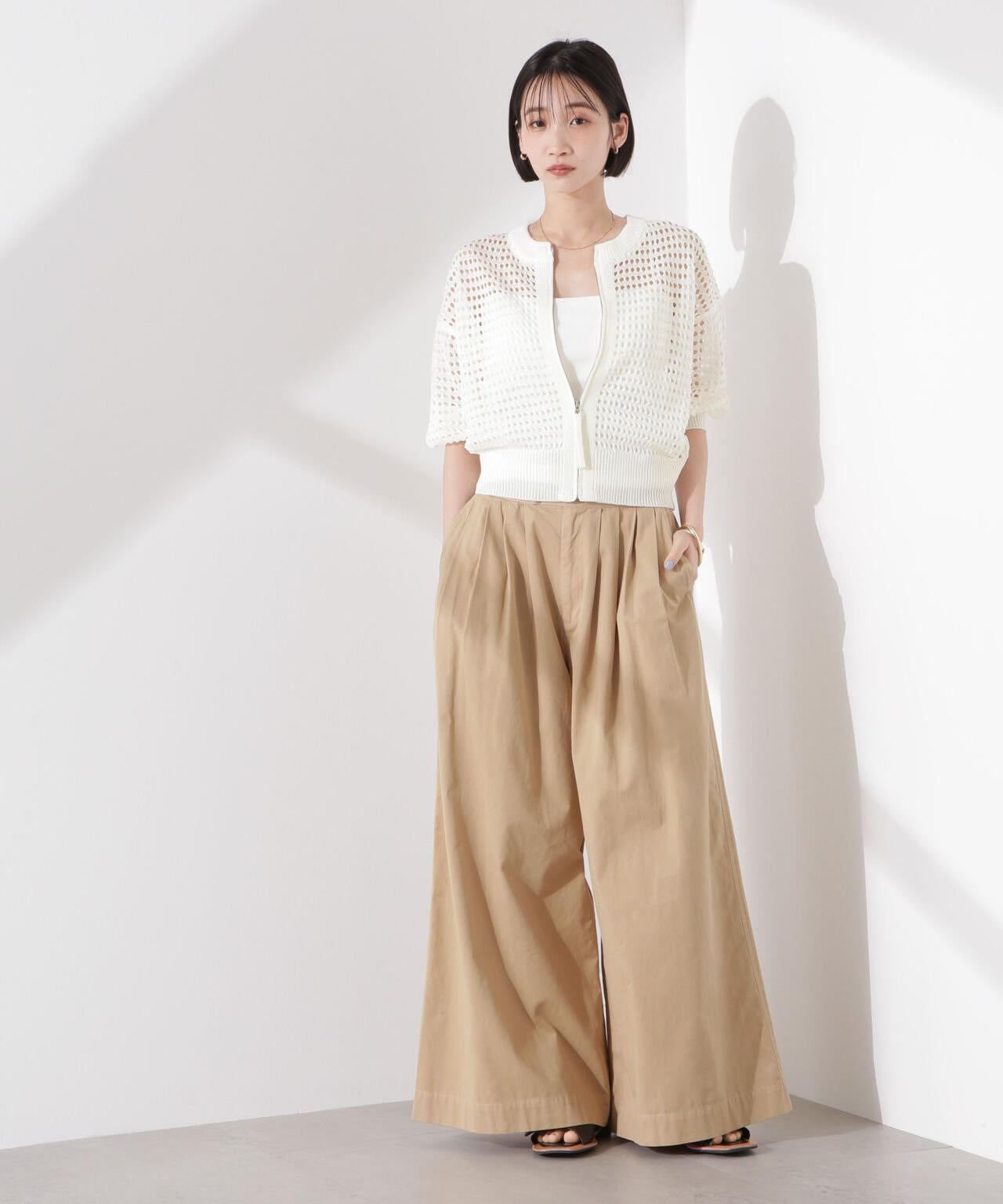 メッシュニットジップカーディガン