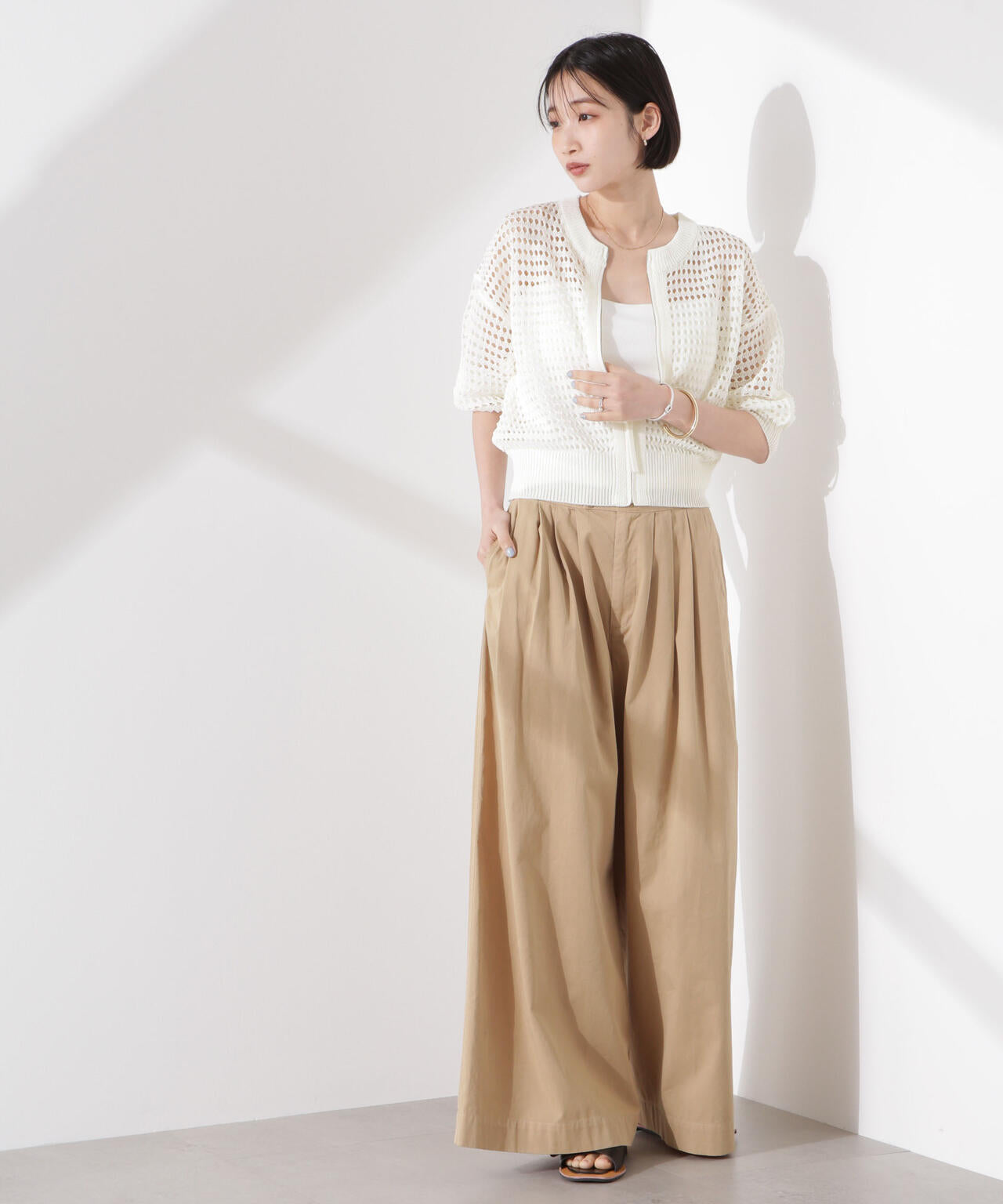 メッシュニットジップカーディガン