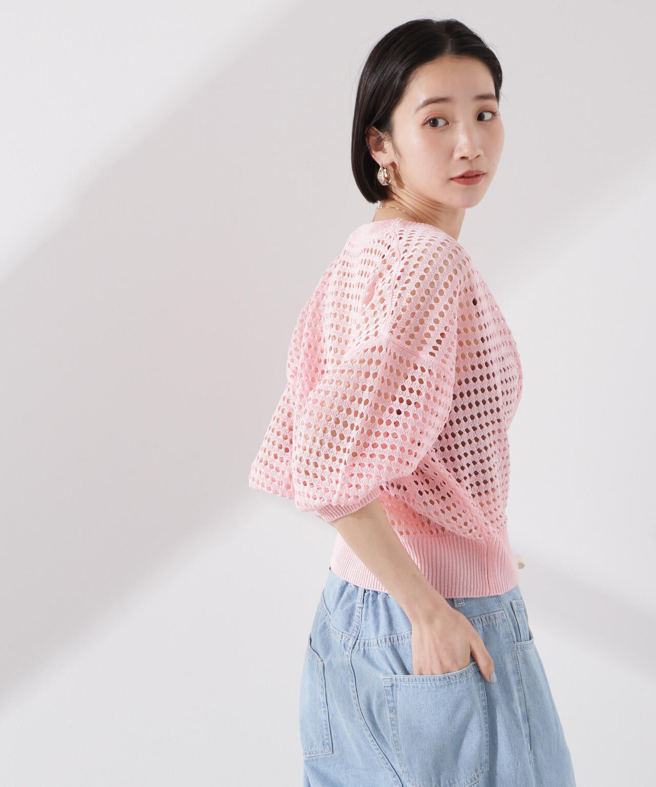 メッシュニットジップカーディガン