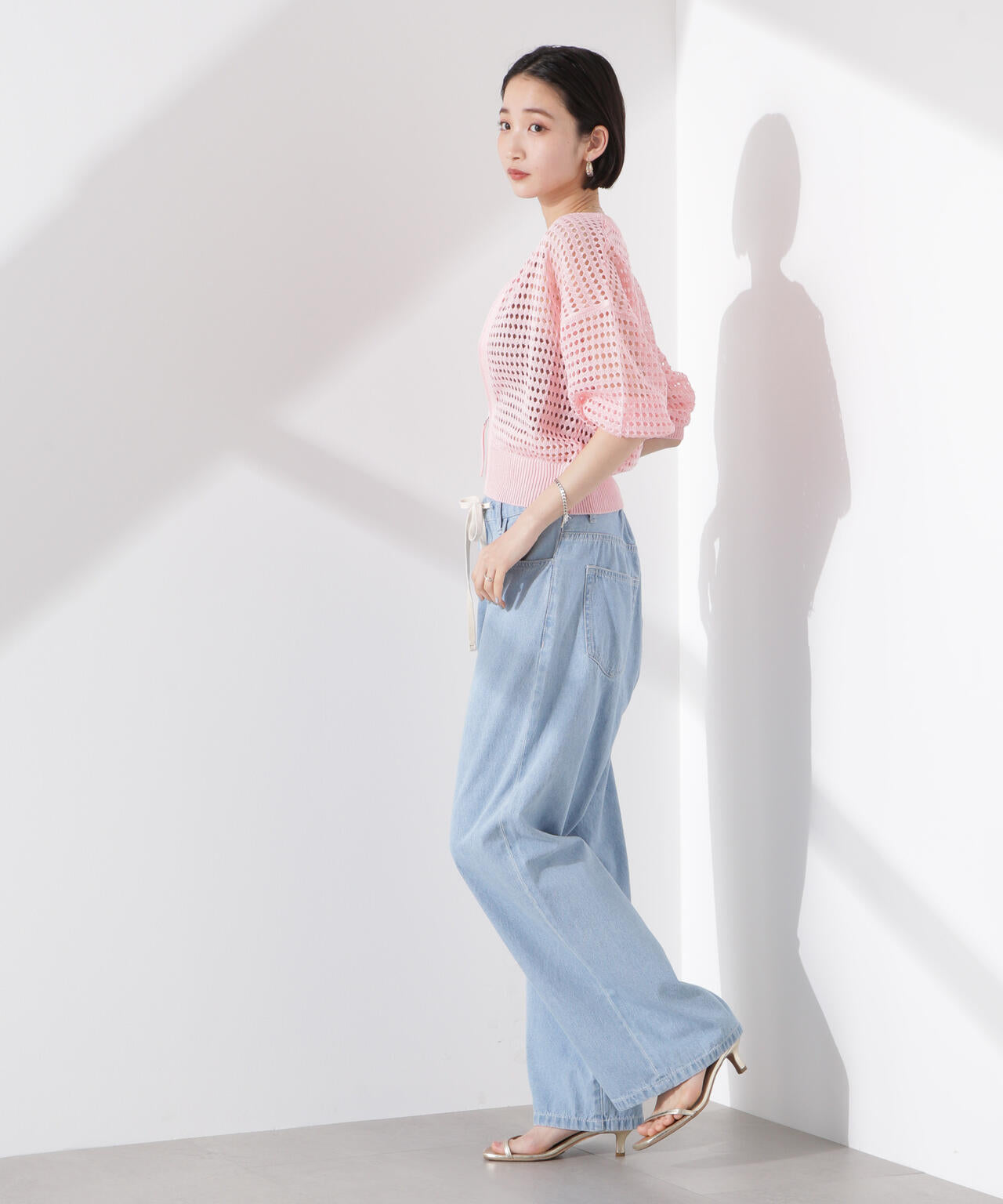 メッシュニットジップカーディガン