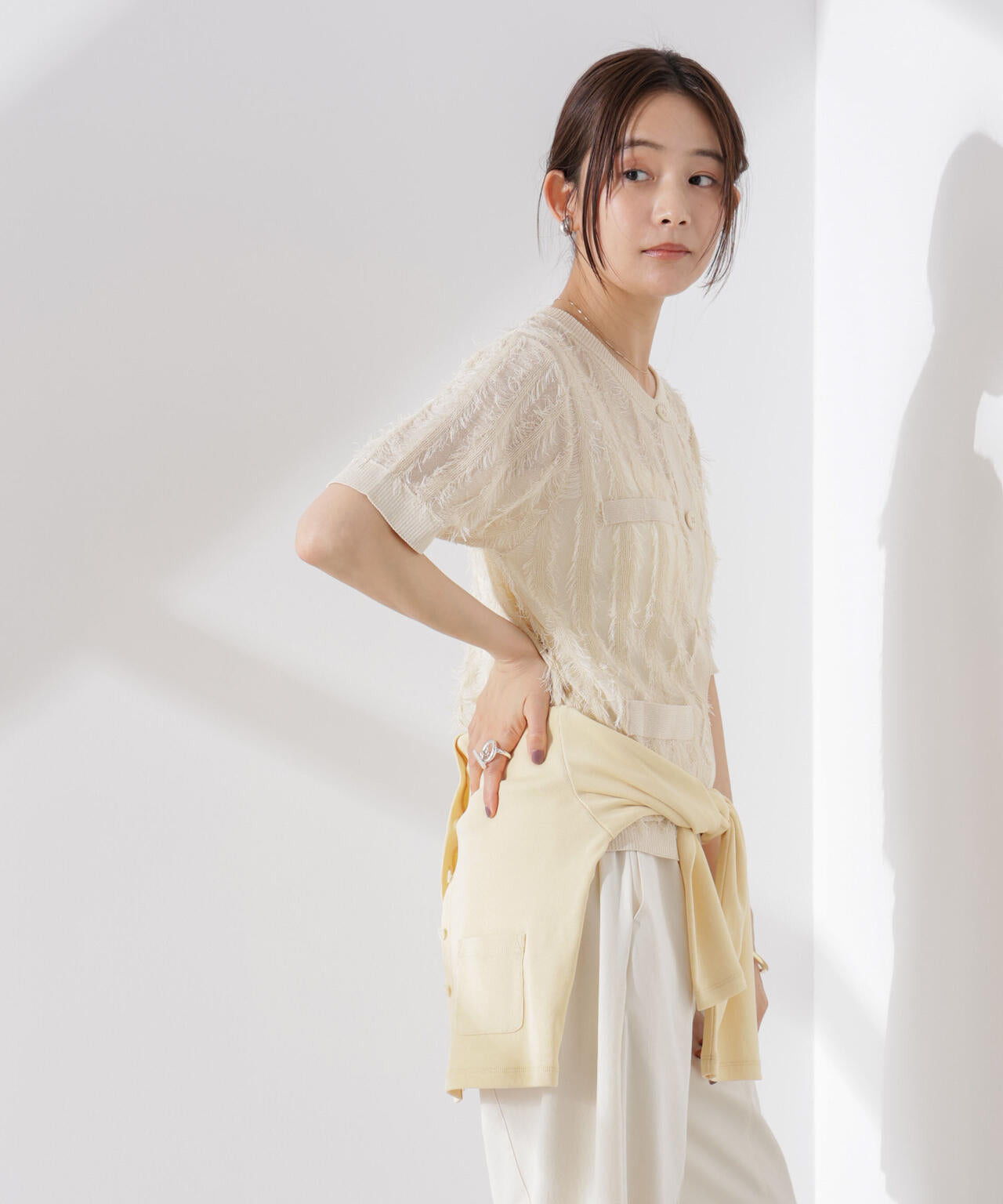 カットフリンジニットカーディガン