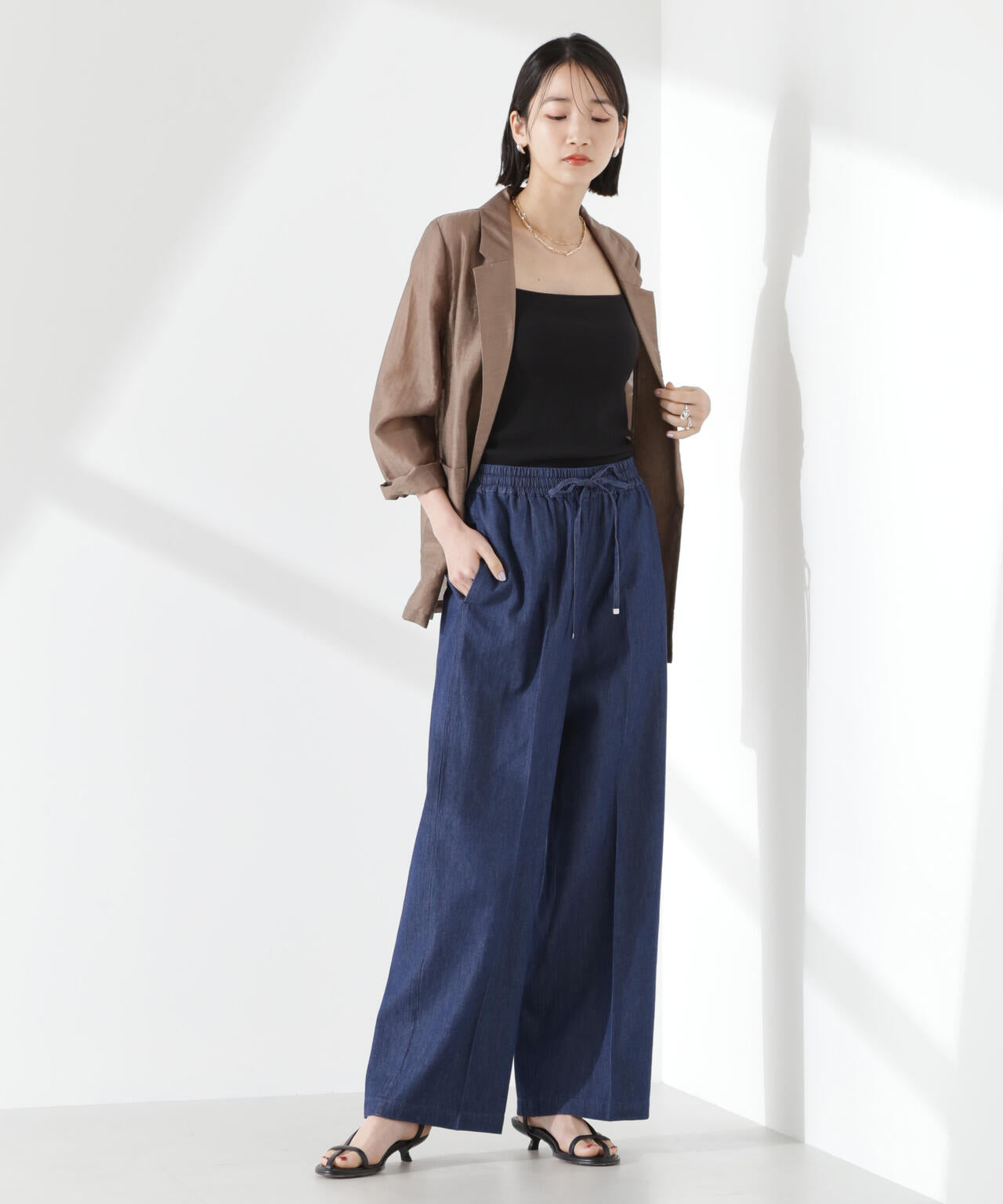 抗菌防臭リブカップ付きダブルストラップキャミソール