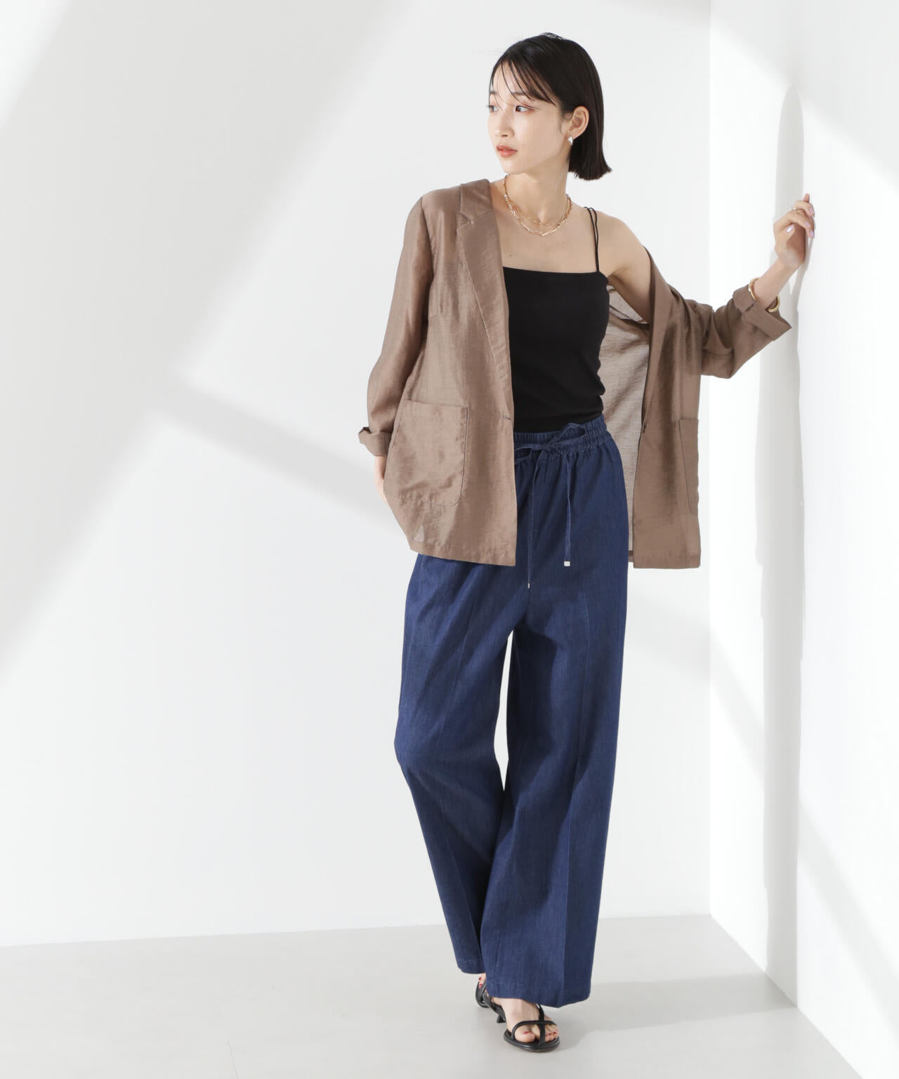 抗菌防臭リブカップ付きダブルストラップキャミソール