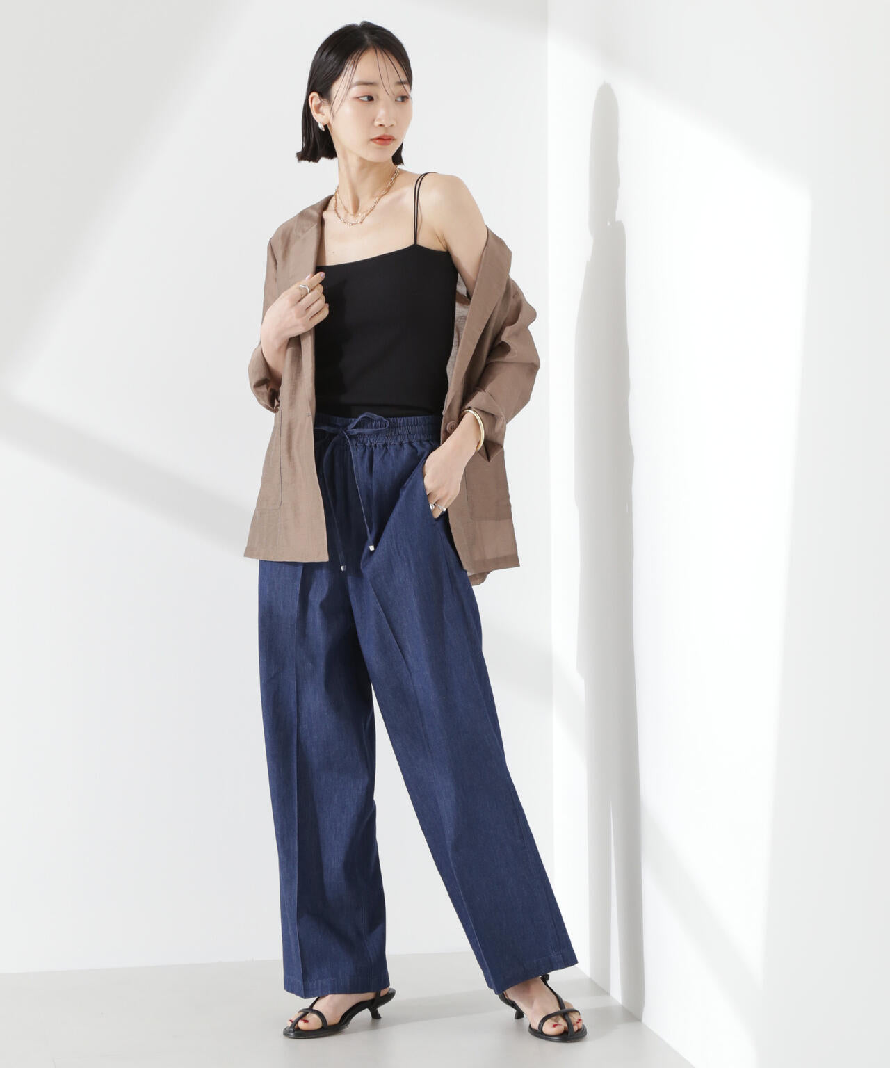 抗菌防臭リブカップ付きダブルストラップキャミソール