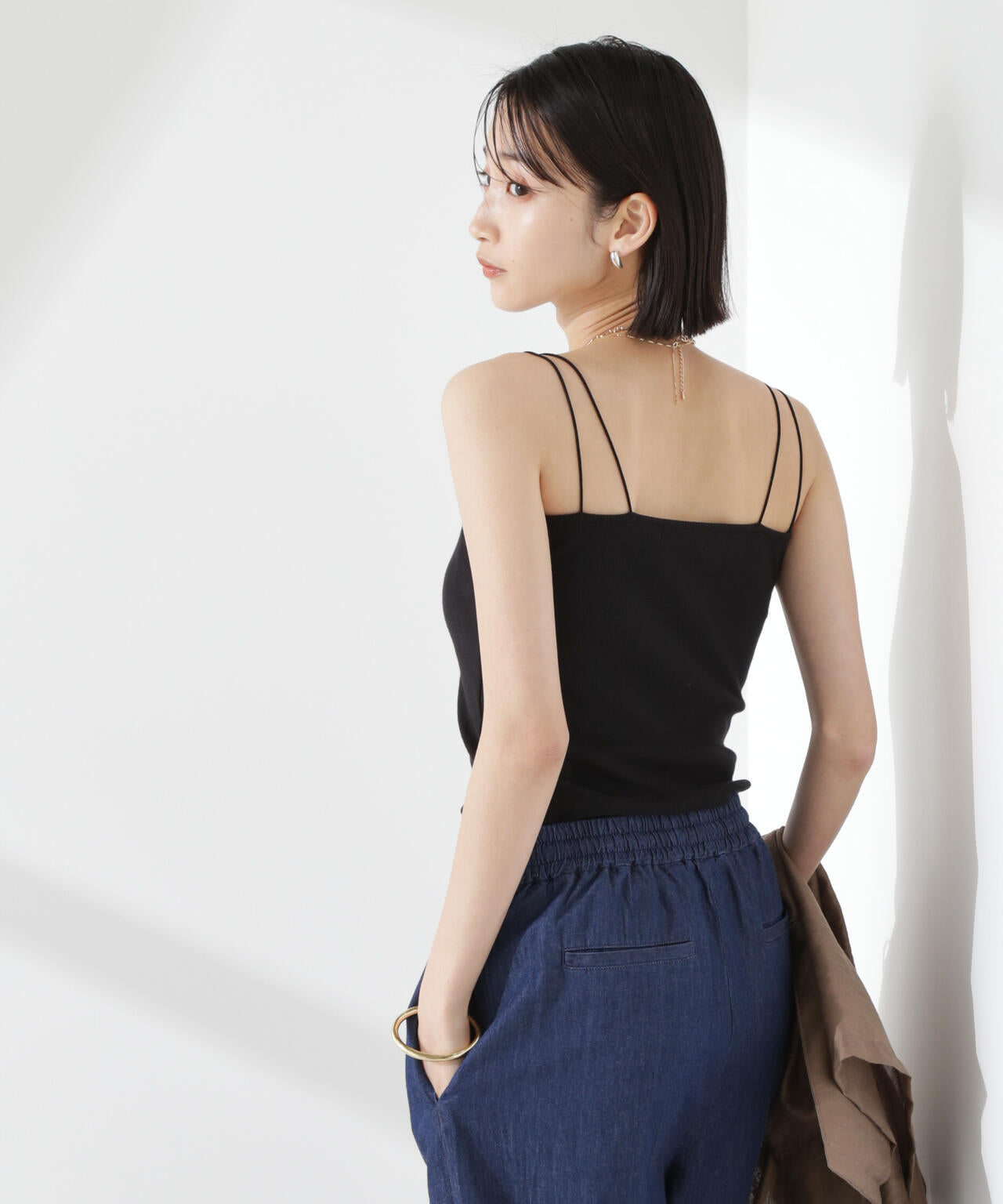 抗菌防臭リブカップ付きダブルストラップキャミソール