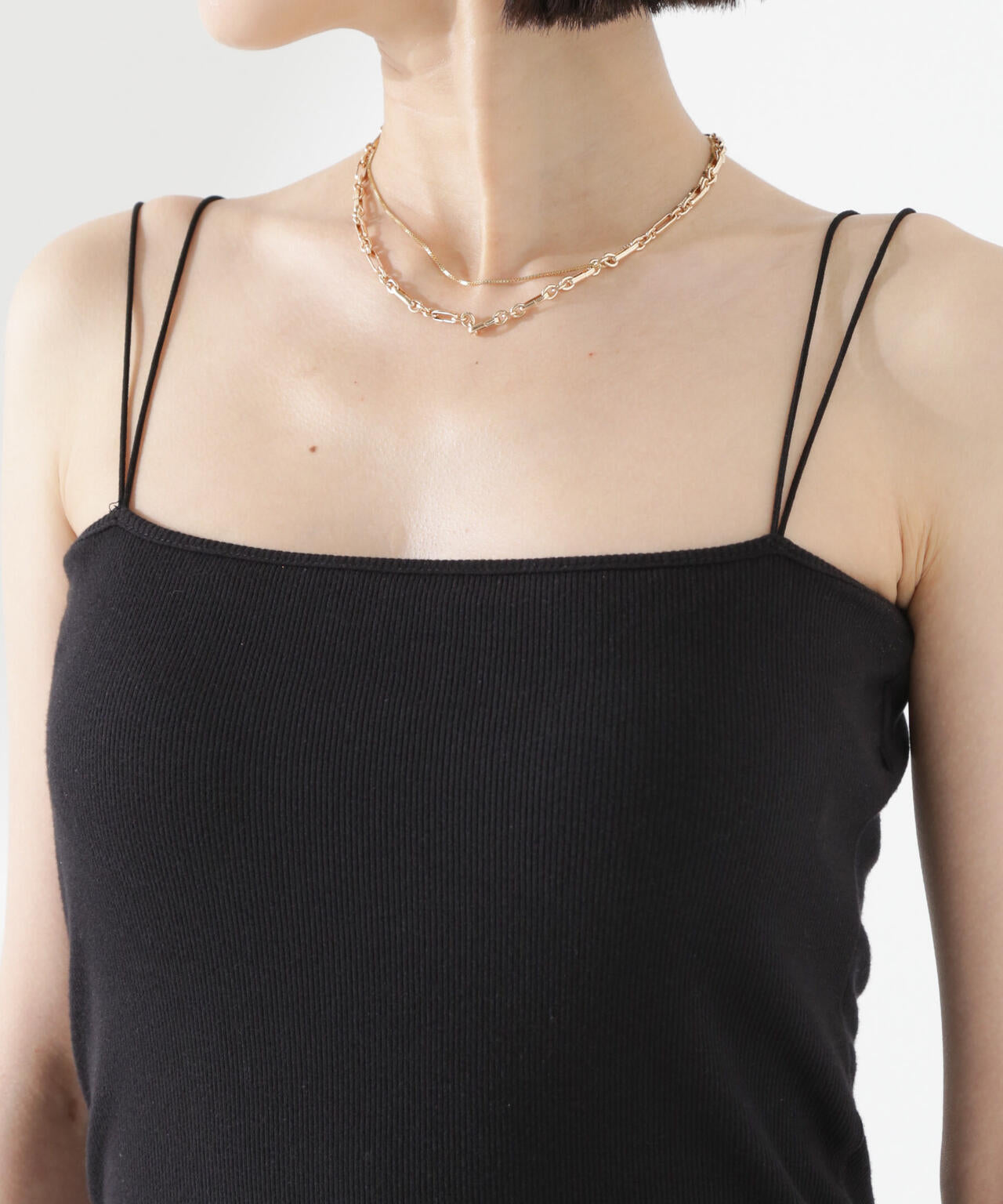 抗菌防臭リブカップ付きダブルストラップキャミソール