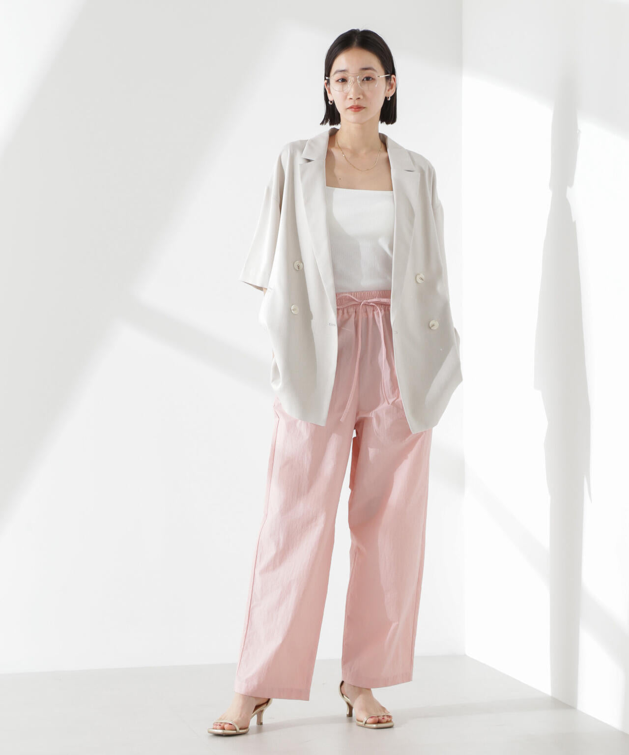 抗菌防臭リブカップ付きダブルストラップキャミソール