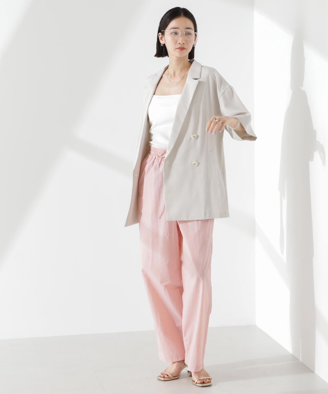 抗菌防臭リブカップ付きダブルストラップキャミソール