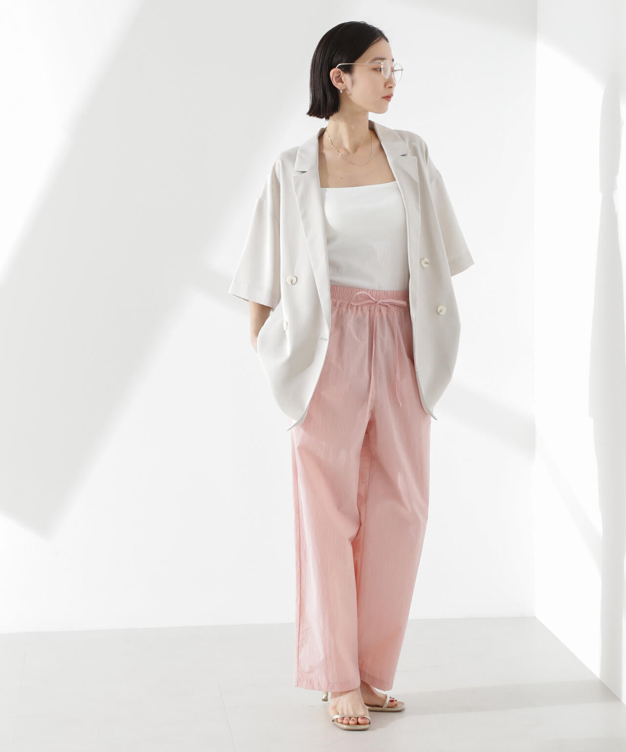 抗菌防臭リブカップ付きダブルストラップキャミソール