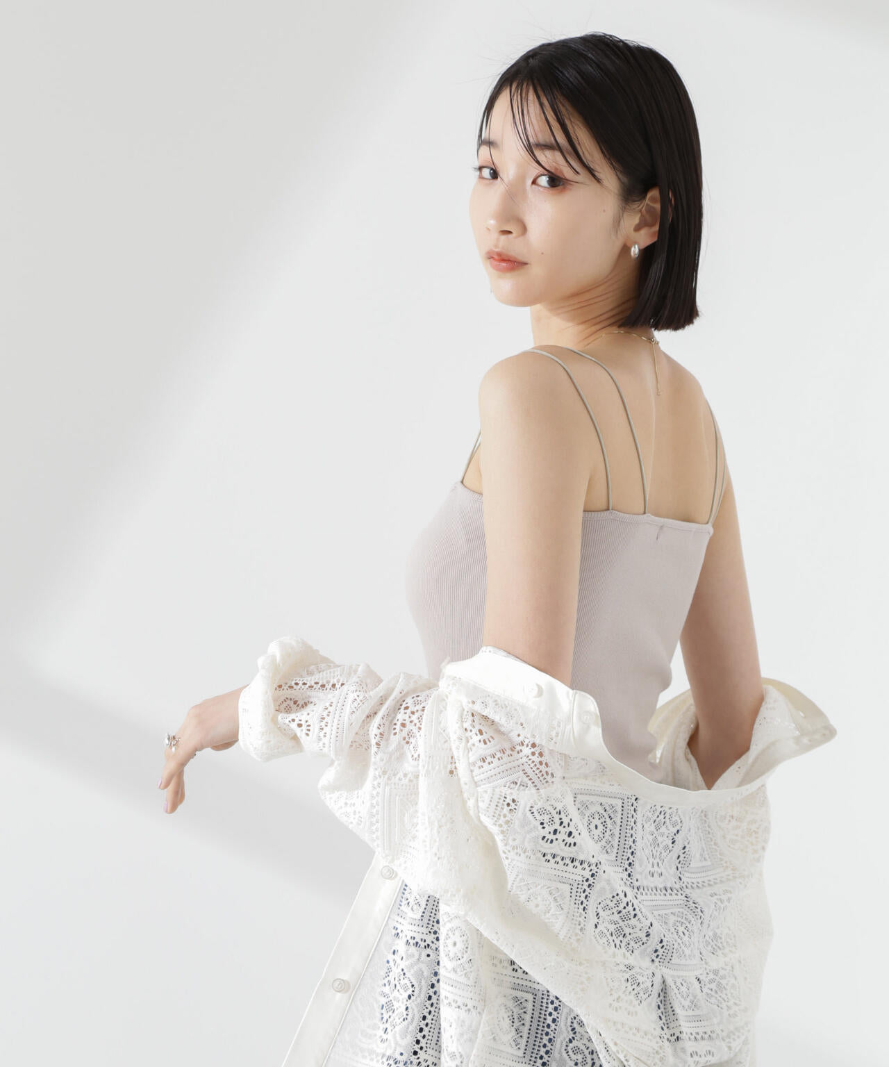 抗菌防臭リブカップ付きダブルストラップキャミソール