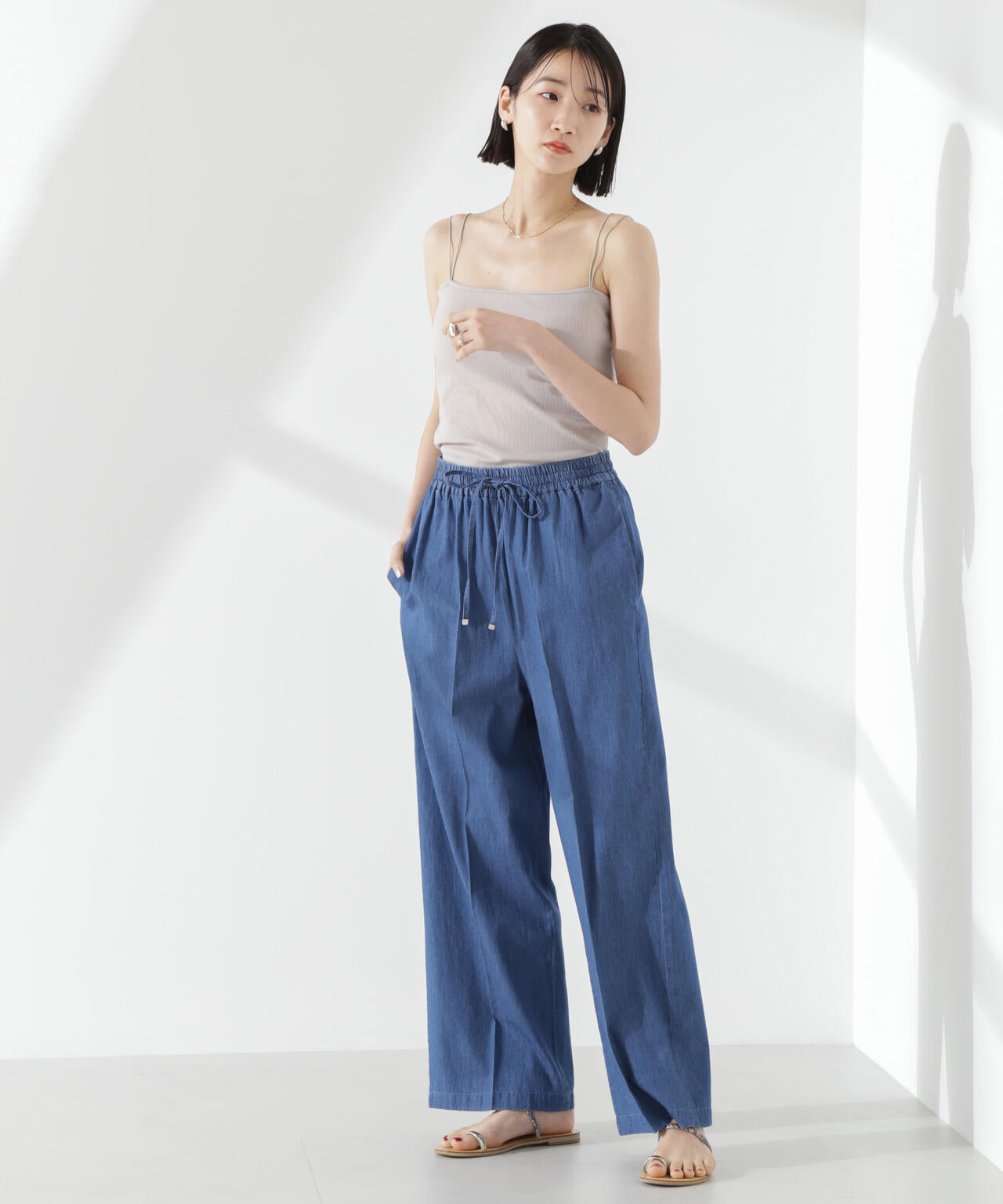 抗菌防臭リブカップ付きダブルストラップキャミソール