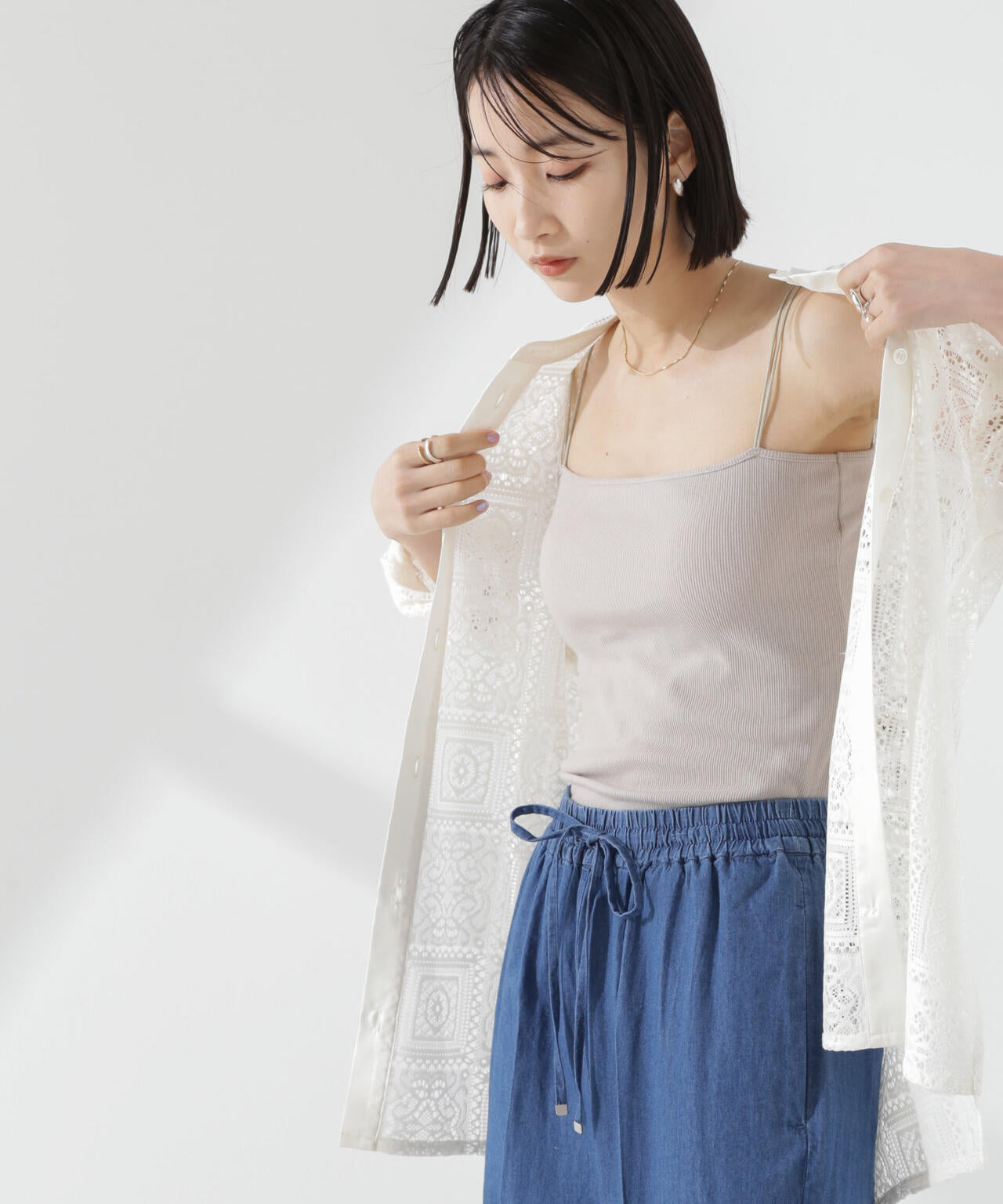 抗菌防臭リブカップ付きダブルストラップキャミソール