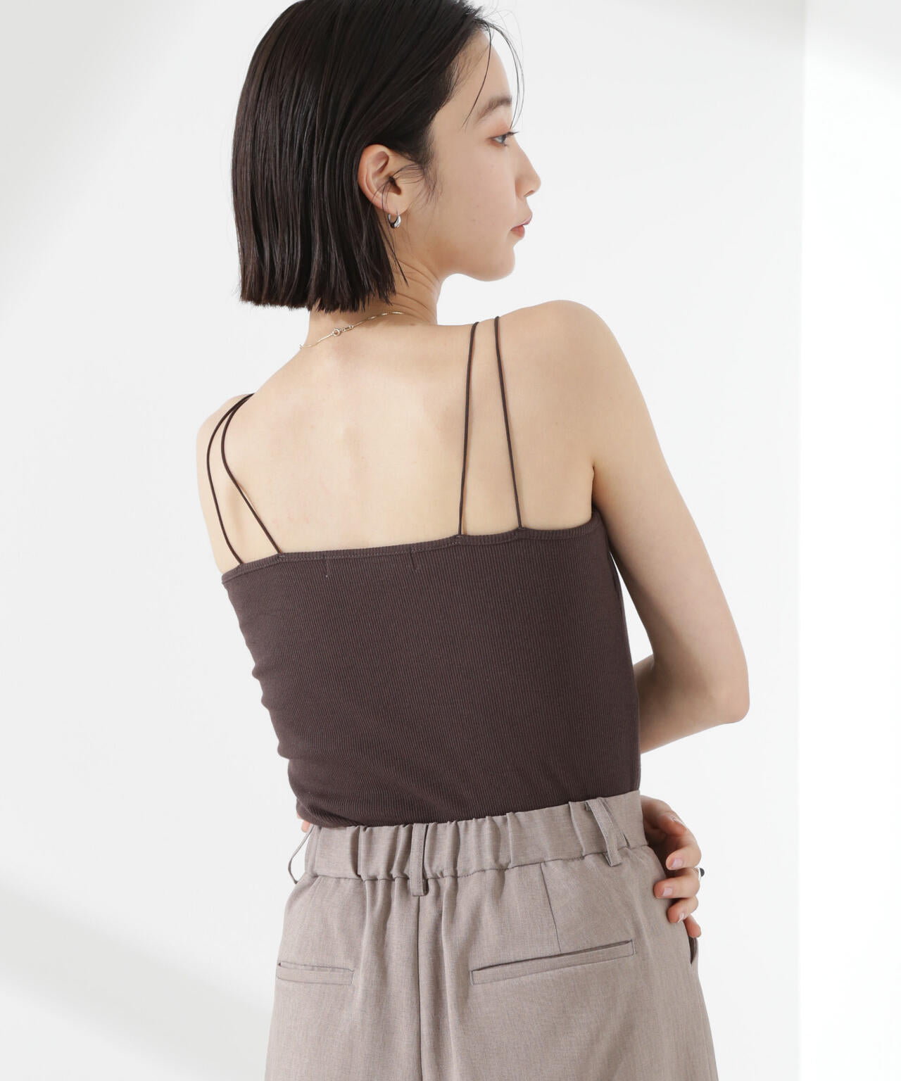 抗菌防臭リブカップ付きダブルストラップキャミソール