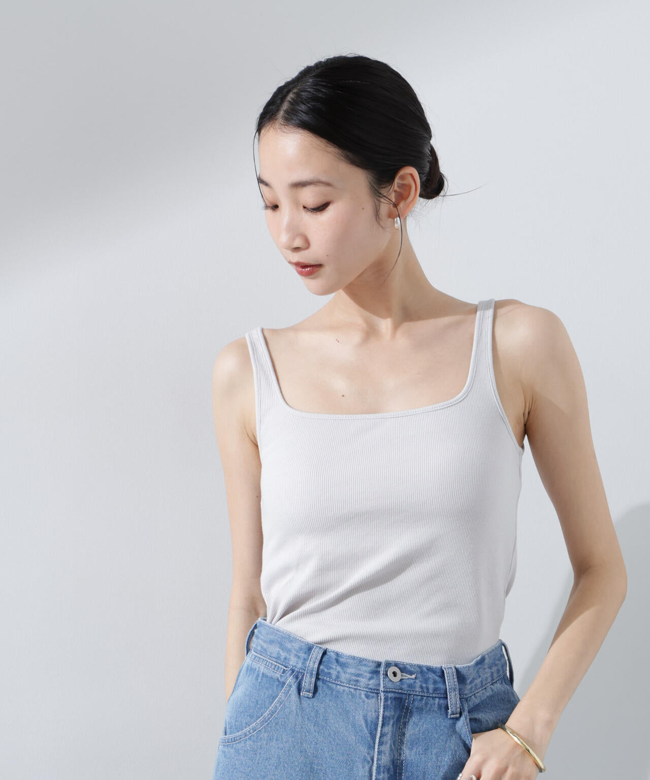 抗菌防臭リブカップ付きタンクトップ