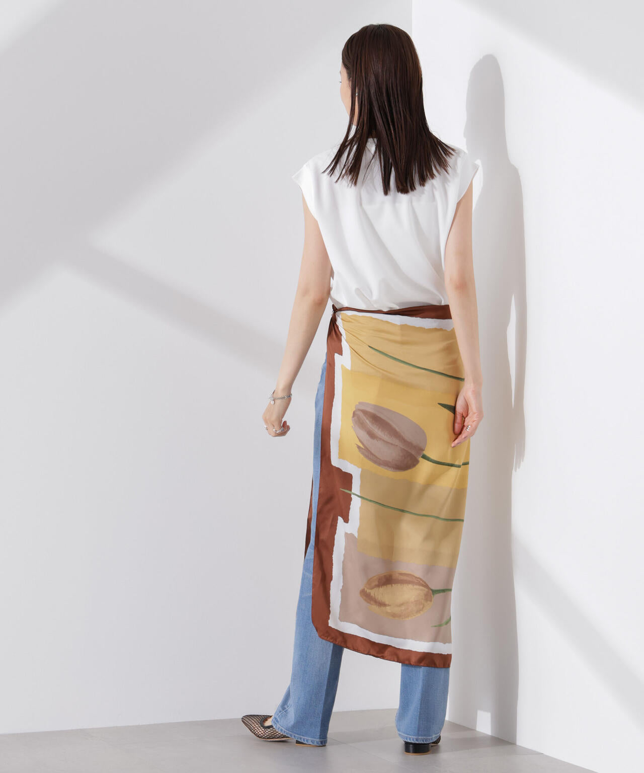 カットジョーゼットノースリーブTシャツ