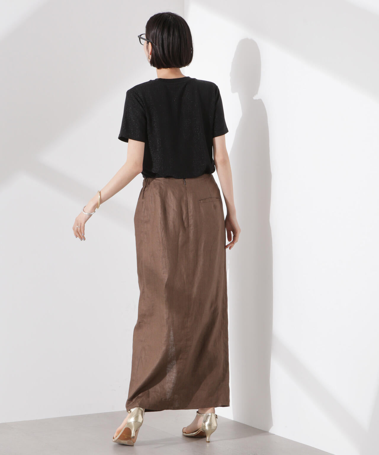 ラメカットクルーネックTシャツ