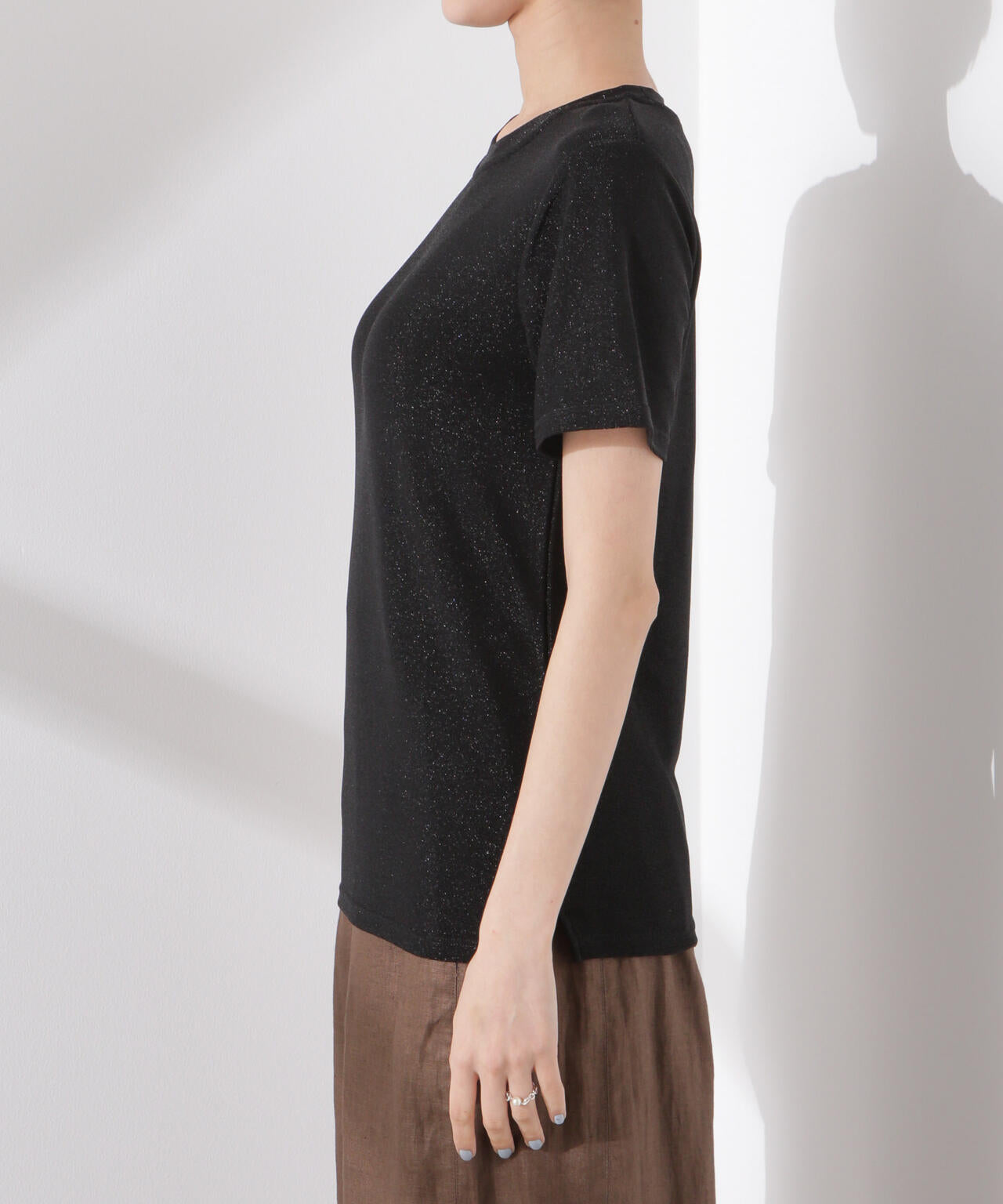 ラメカットクルーネックTシャツ