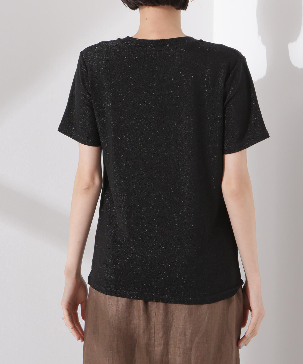 ラメカットクルーネックTシャツ