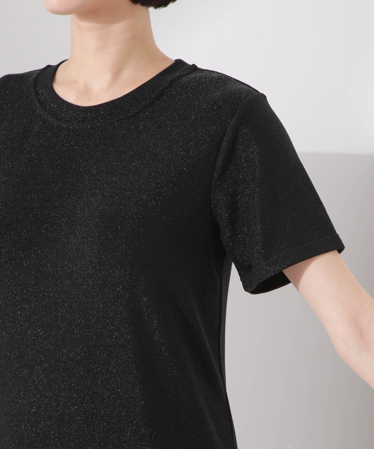 ラメカットクルーネックTシャツ
