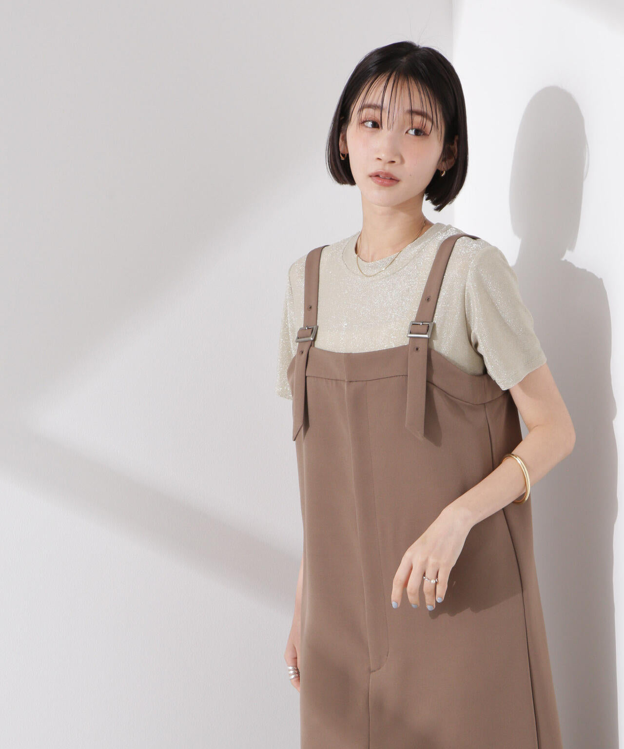 ラメカットクルーネックTシャツ