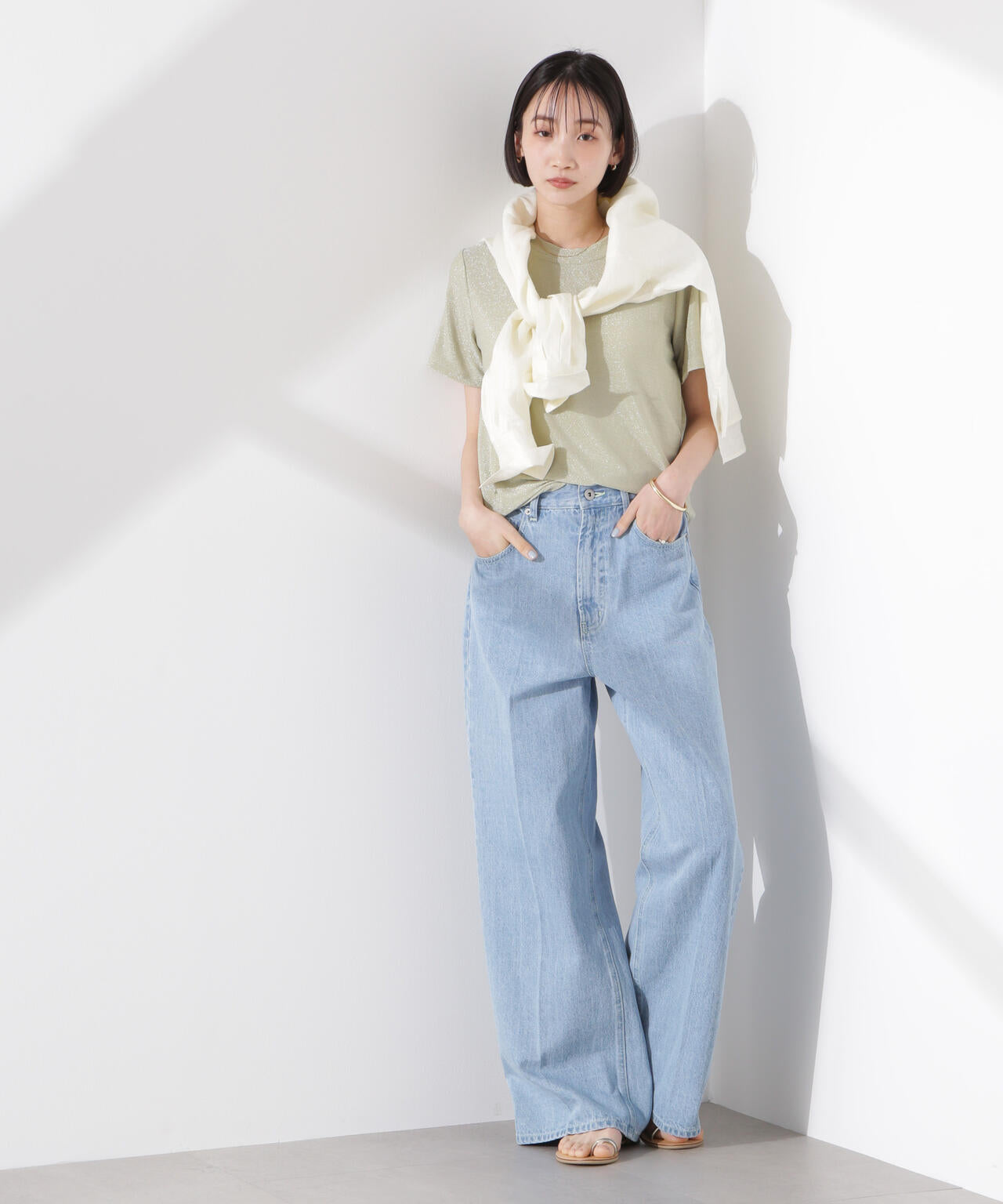 ラメカットクルーネックTシャツ