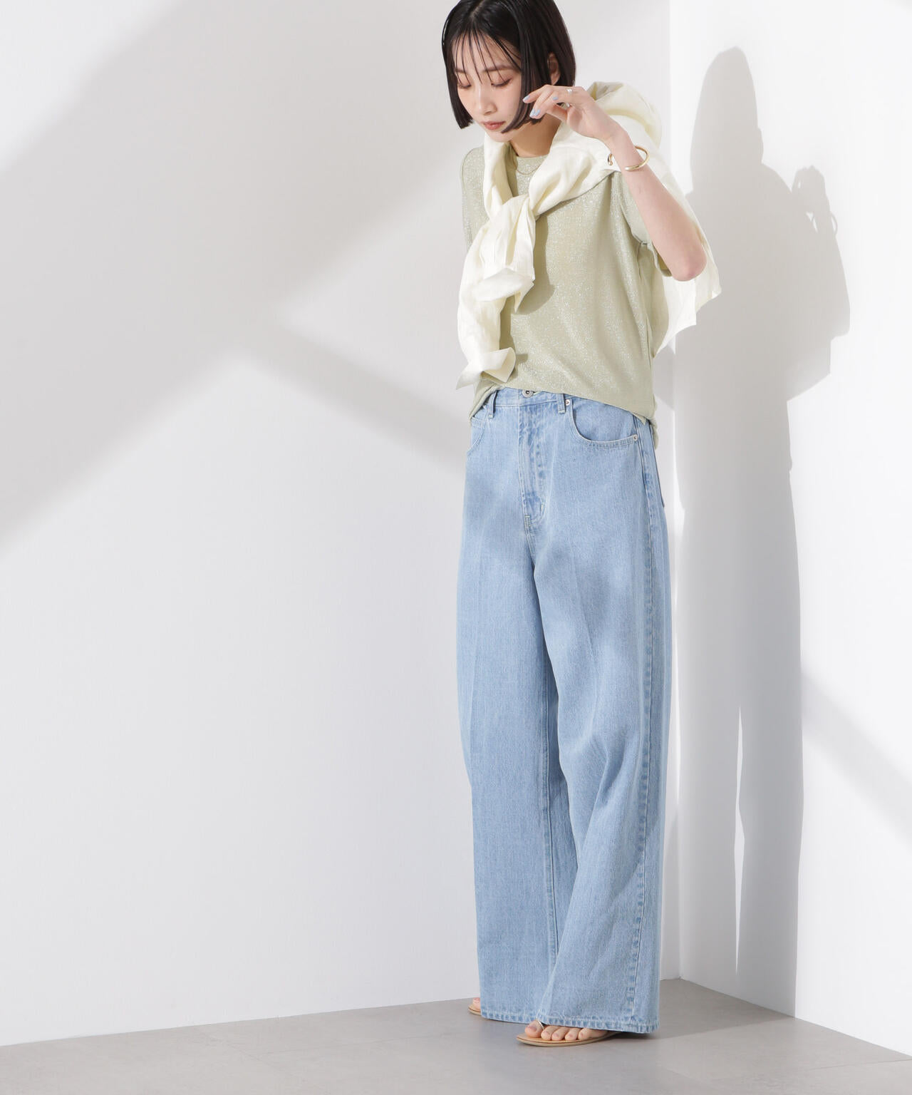 ラメカットクルーネックTシャツ