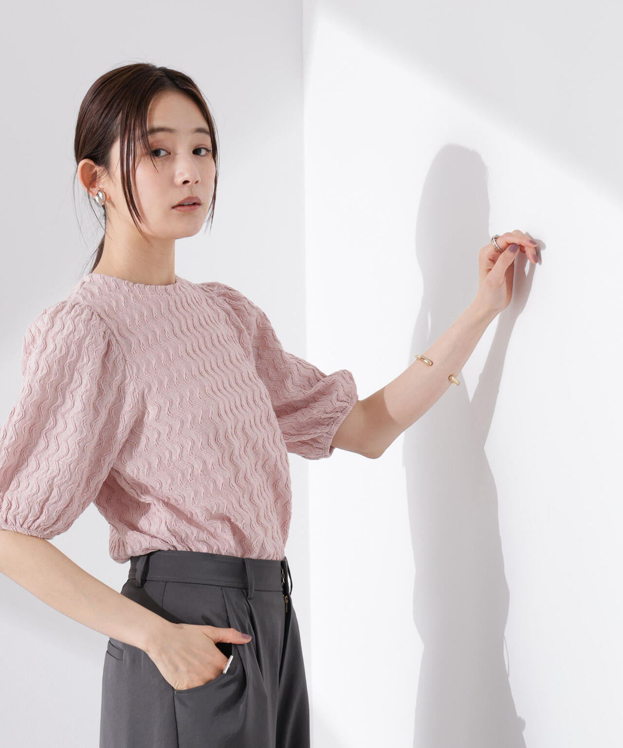ウェーブジャガードボリュームスリーブプルオーバー
