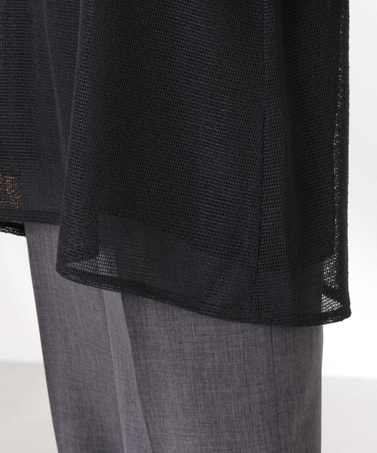 メッシュ×シフォンコンビチュニックトップス