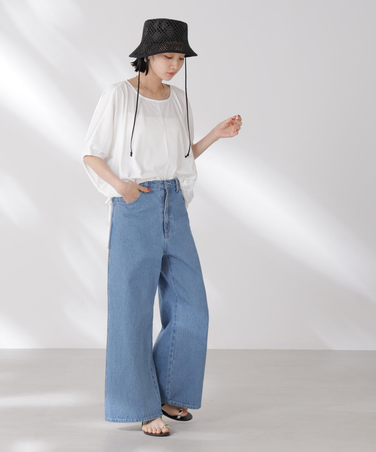 吸水速乾抗菌防臭クロップドドロストトップス