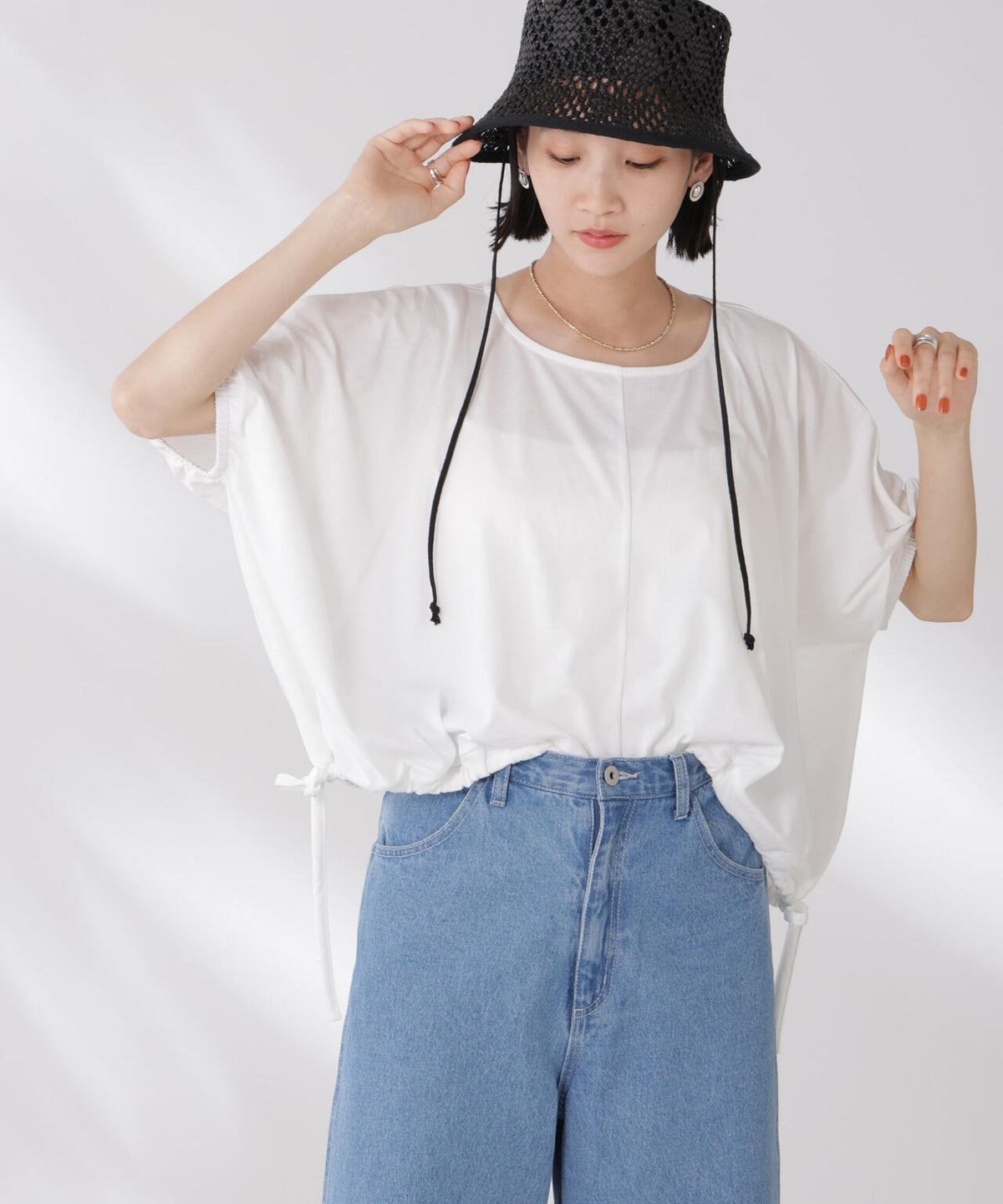 吸水速乾抗菌防臭クロップドドロストトップス