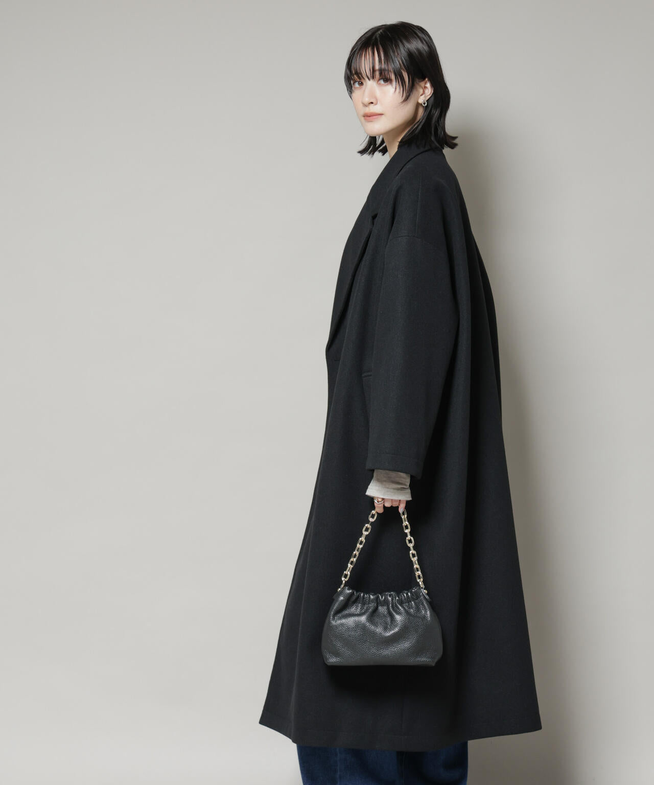 メルトンジャージーチェスターロングコート