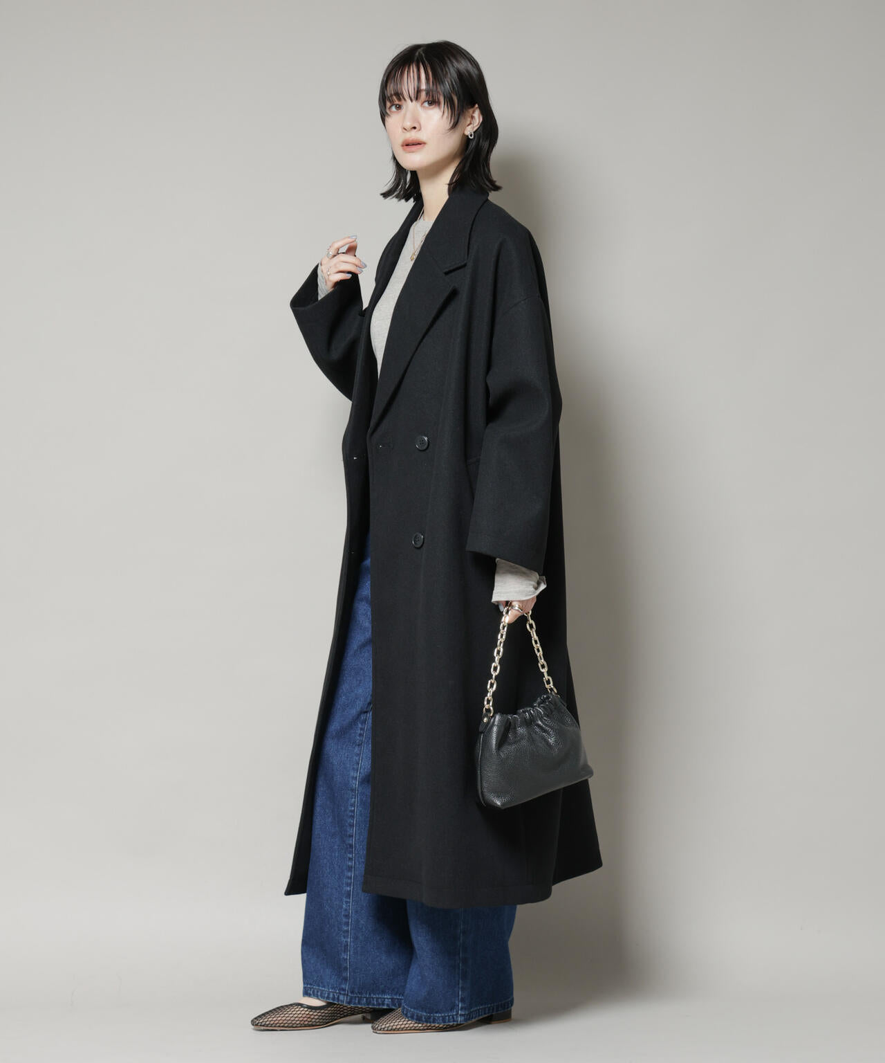 メルトンジャージーチェスターロングコート