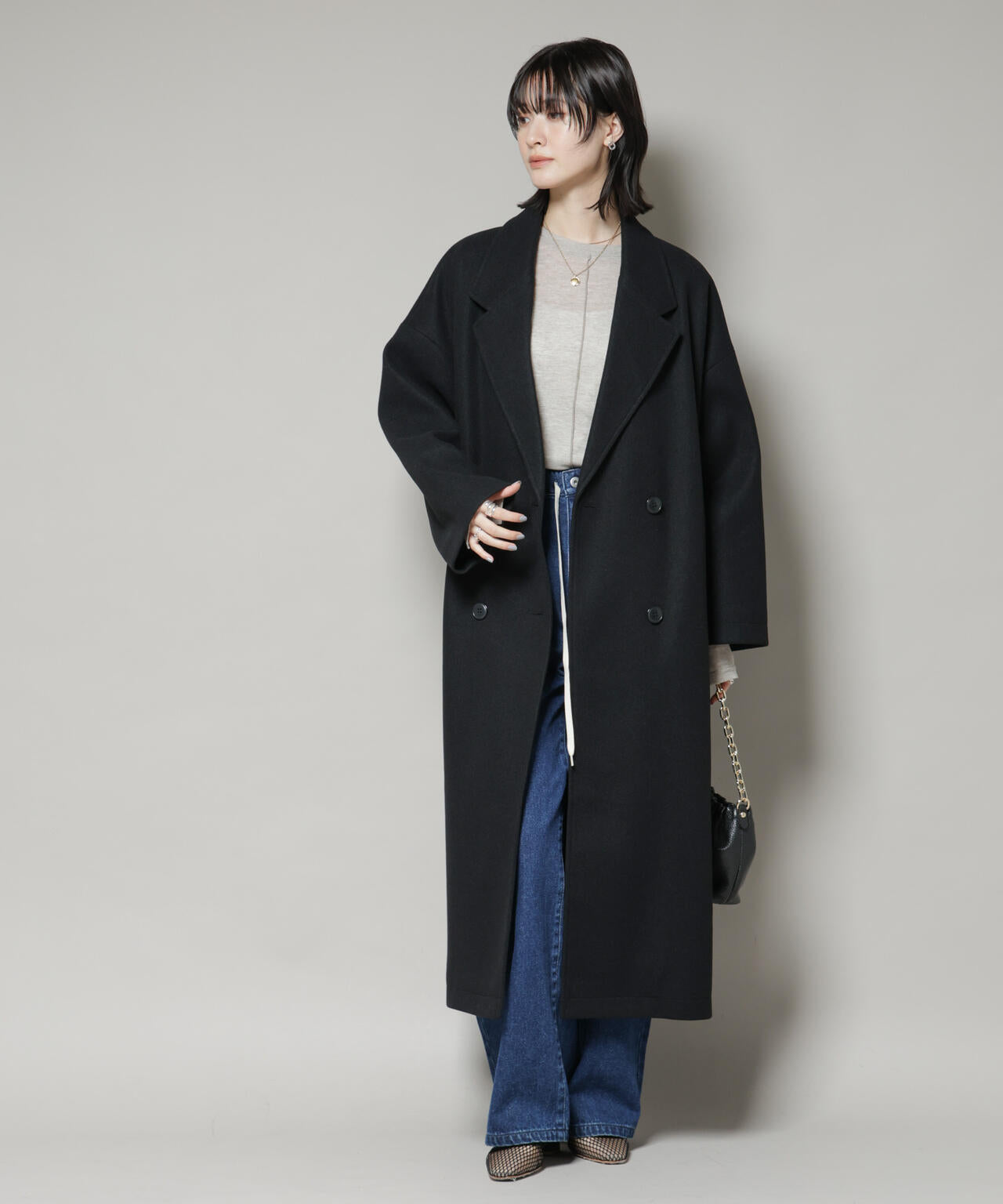メルトンジャージーチェスターロングコート